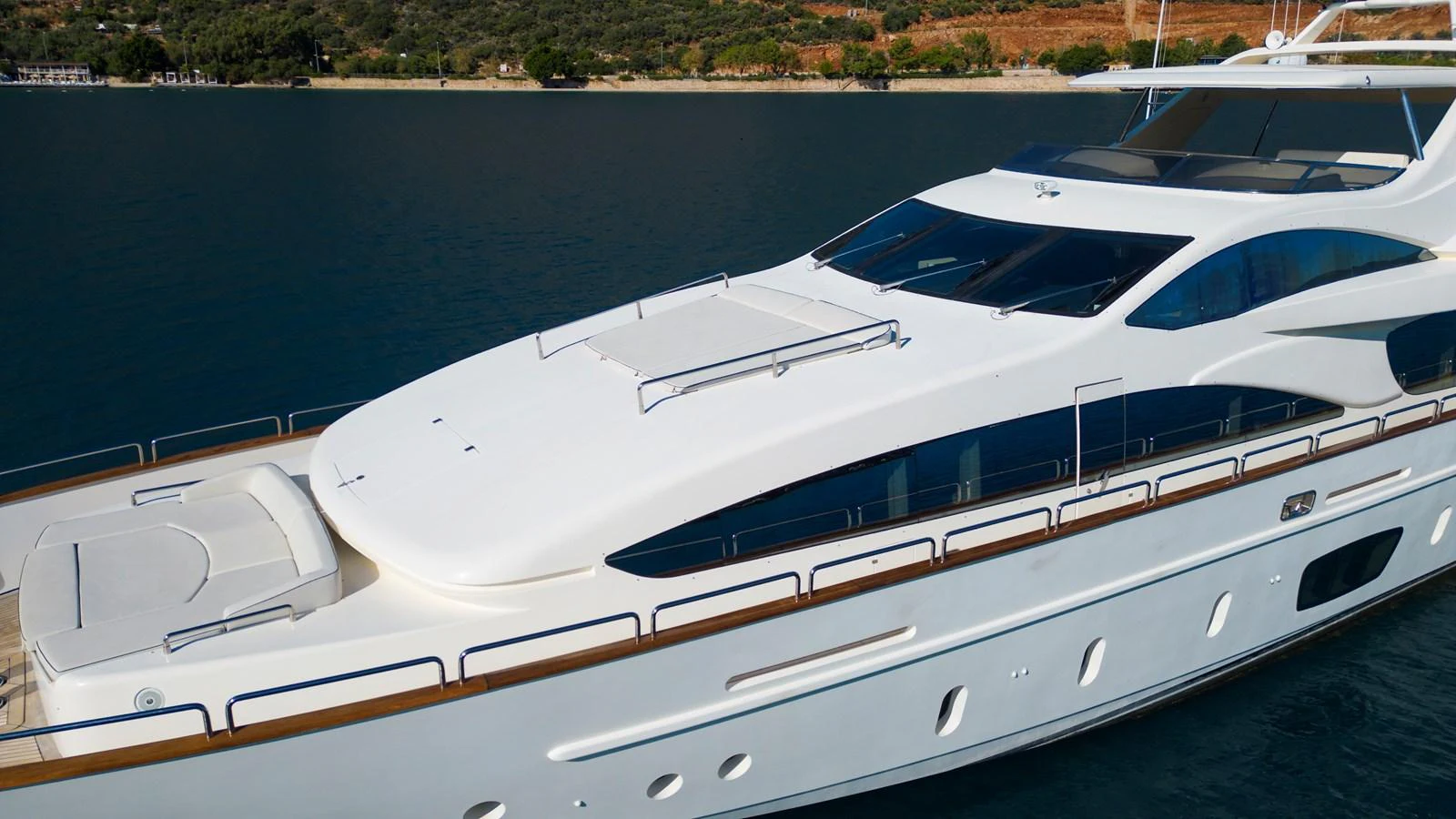 a row of white yachts aboard LA RUBIA Yacht for Sale