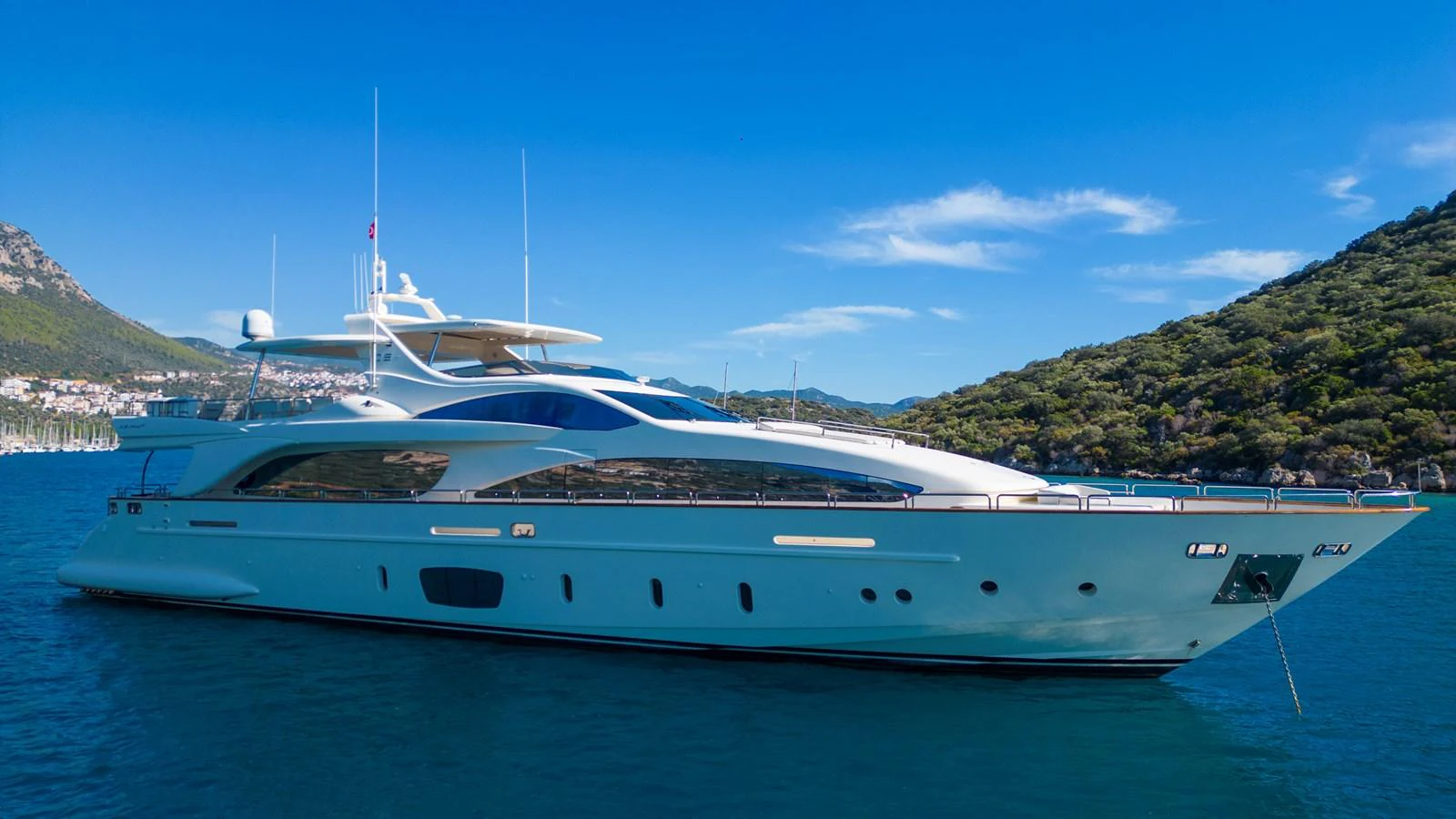 a yacht in the water aboard LA RUBIA Yacht for Sale