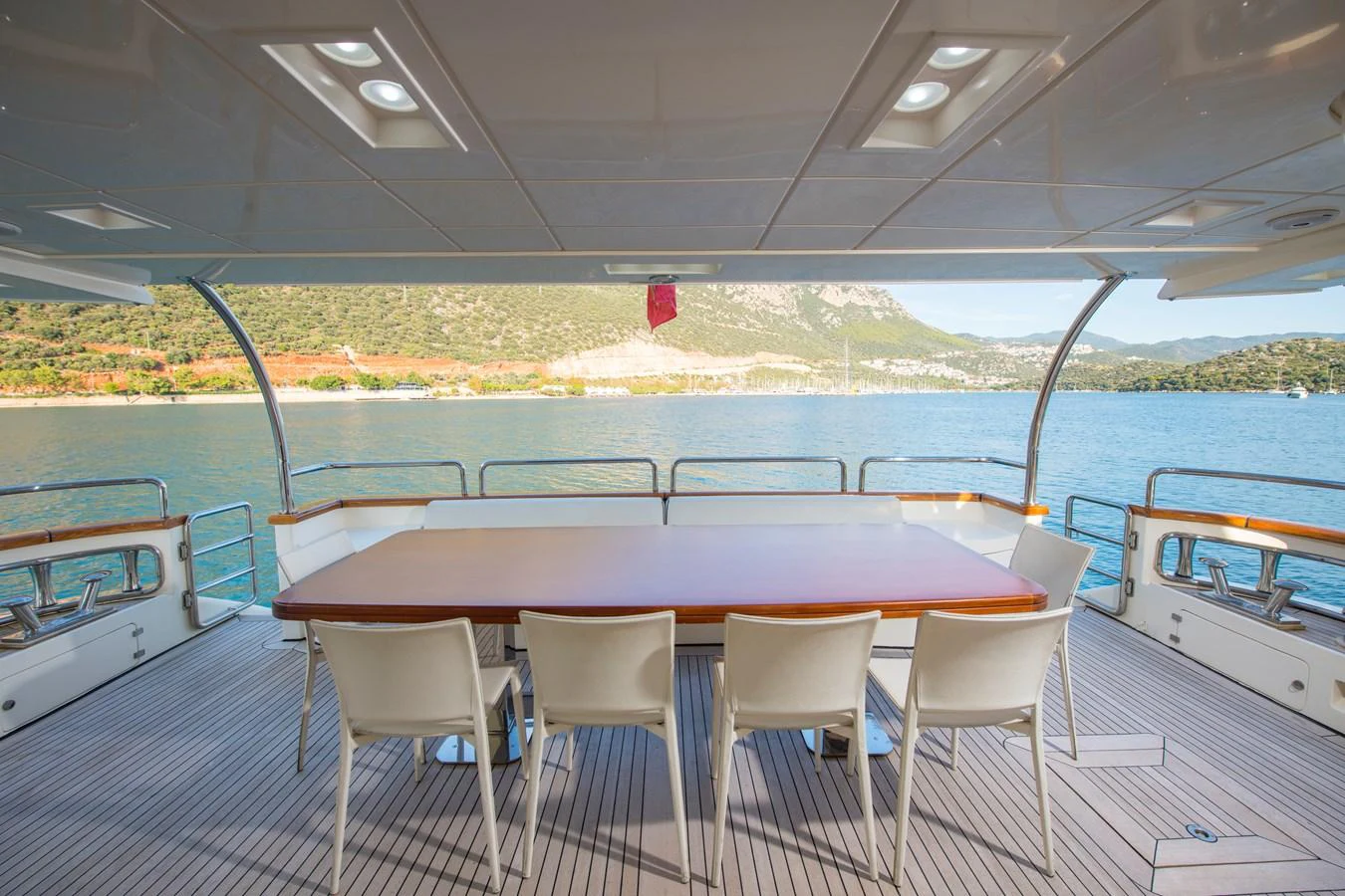 a table on a boat aboard LA RUBIA Yacht for Sale