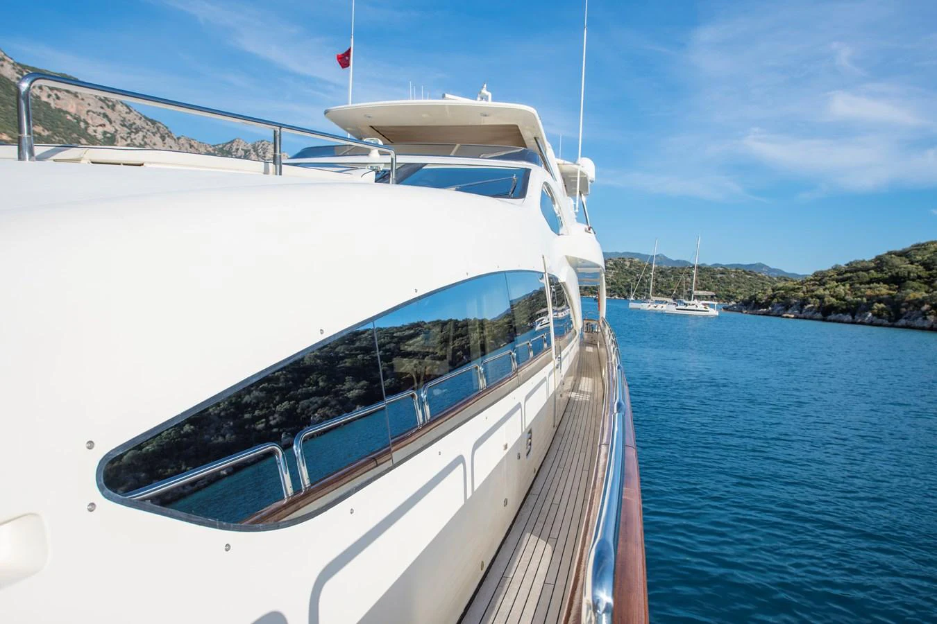 a boat on the water aboard LA RUBIA Yacht for Sale