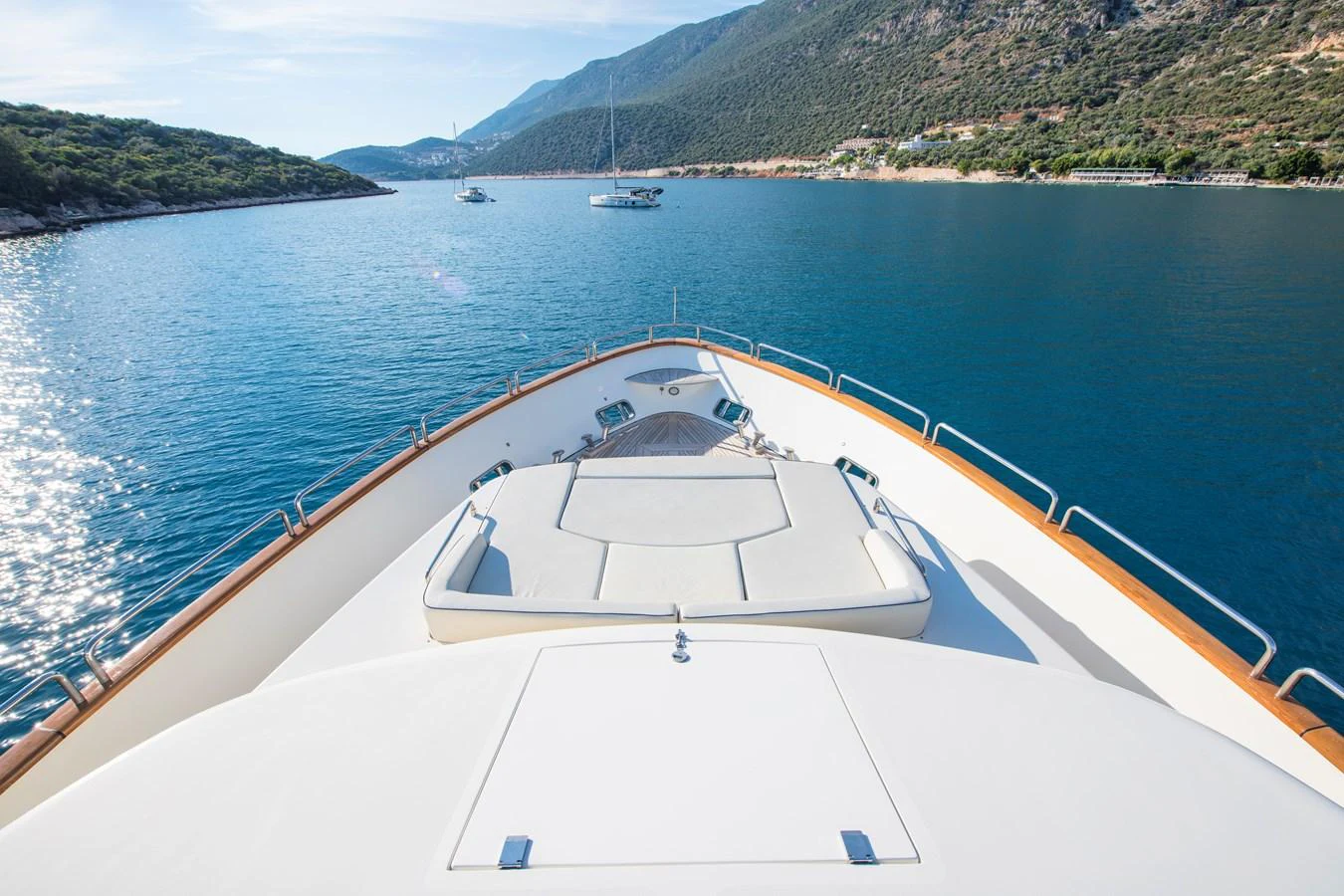 a boat on the water aboard LA RUBIA Yacht for Sale