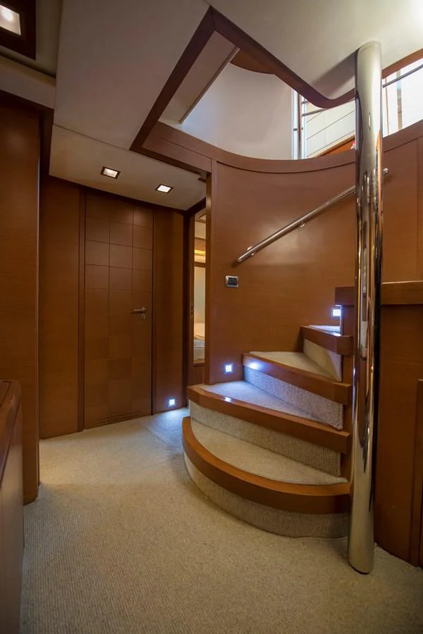 a staircase in a room aboard LA RUBIA Yacht for Sale