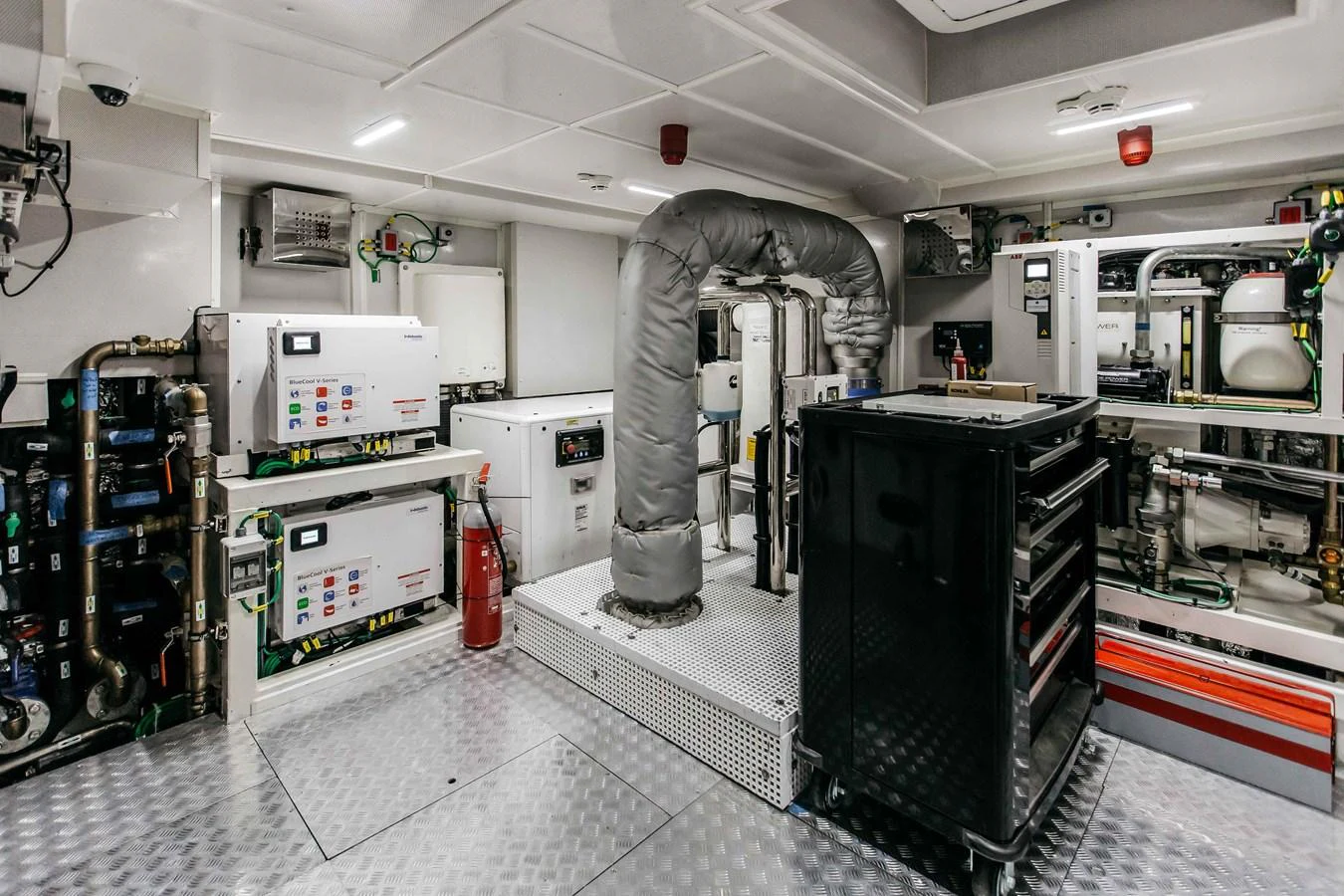 a large industrial machine aboard PAPILLON Yacht for Sale