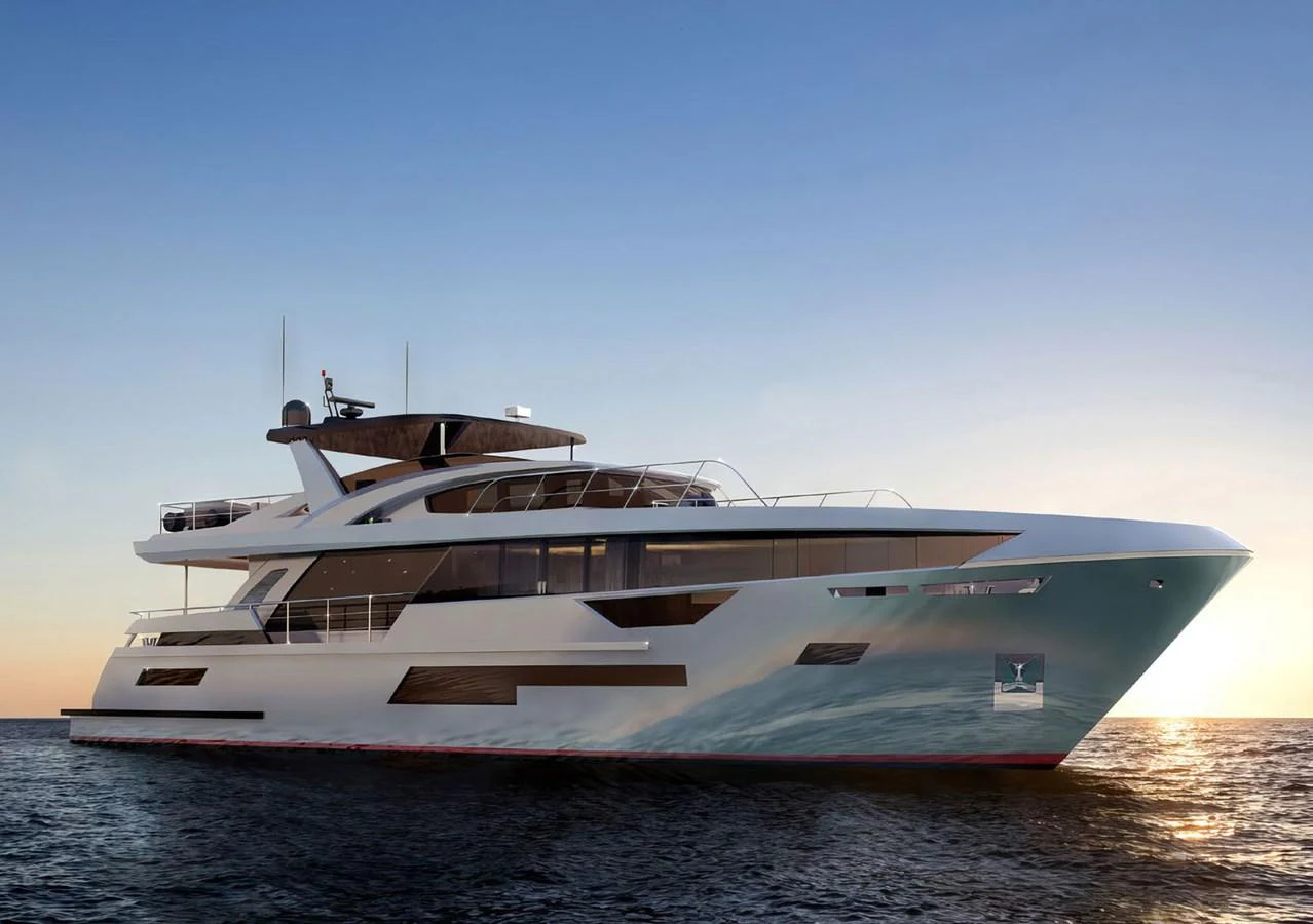 a large white yacht aboard PAPILLON Yacht for Sale
