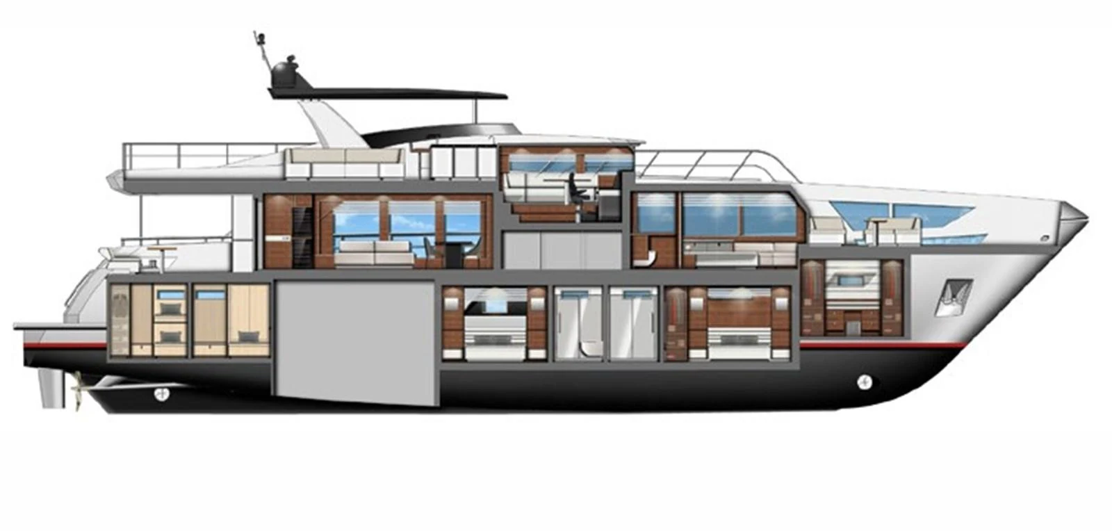 a computer generated image of a building aboard PAPILLON Yacht for Sale