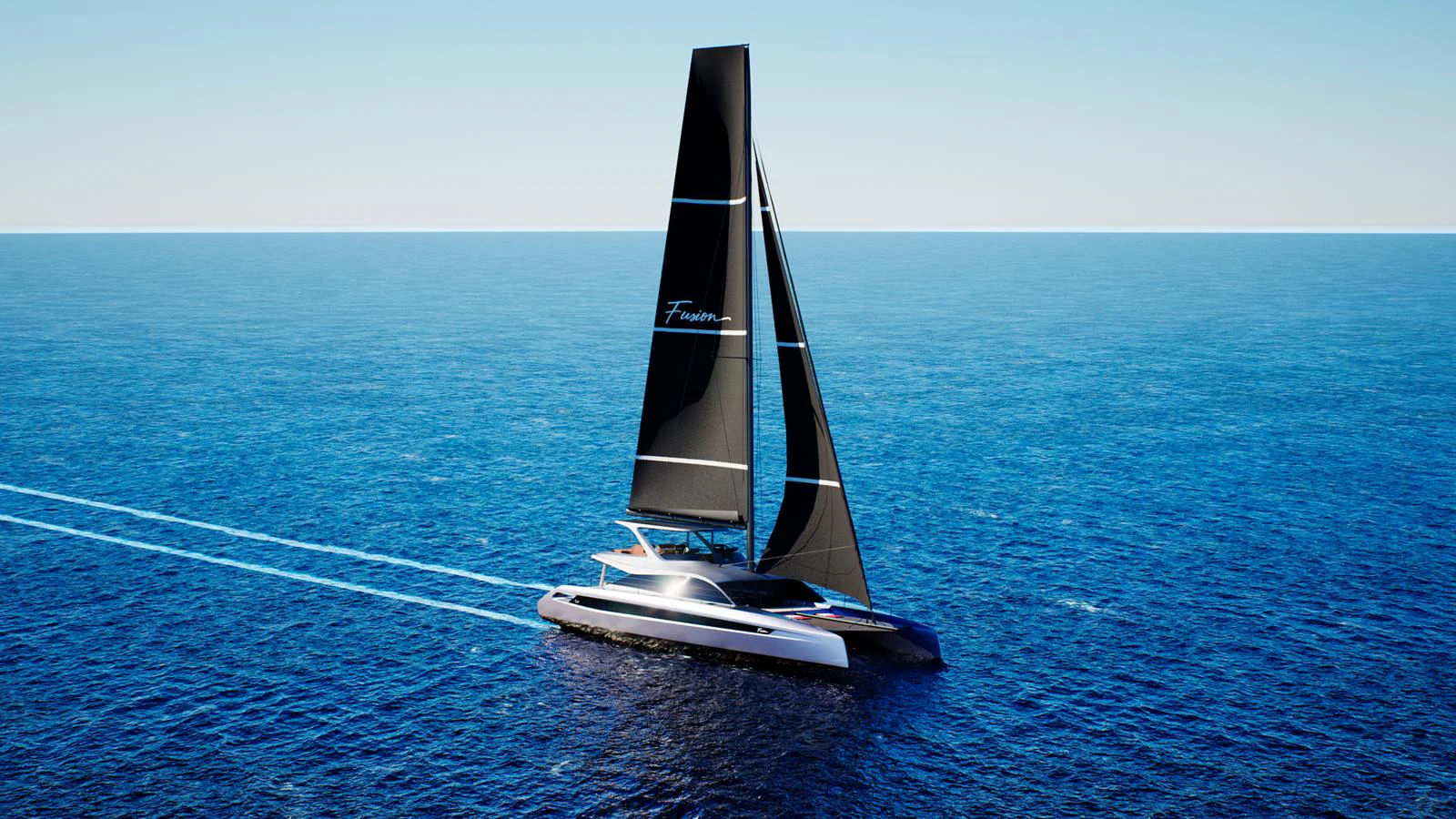 a sailboat on the water aboard FUSION 80 Yacht for Sale
