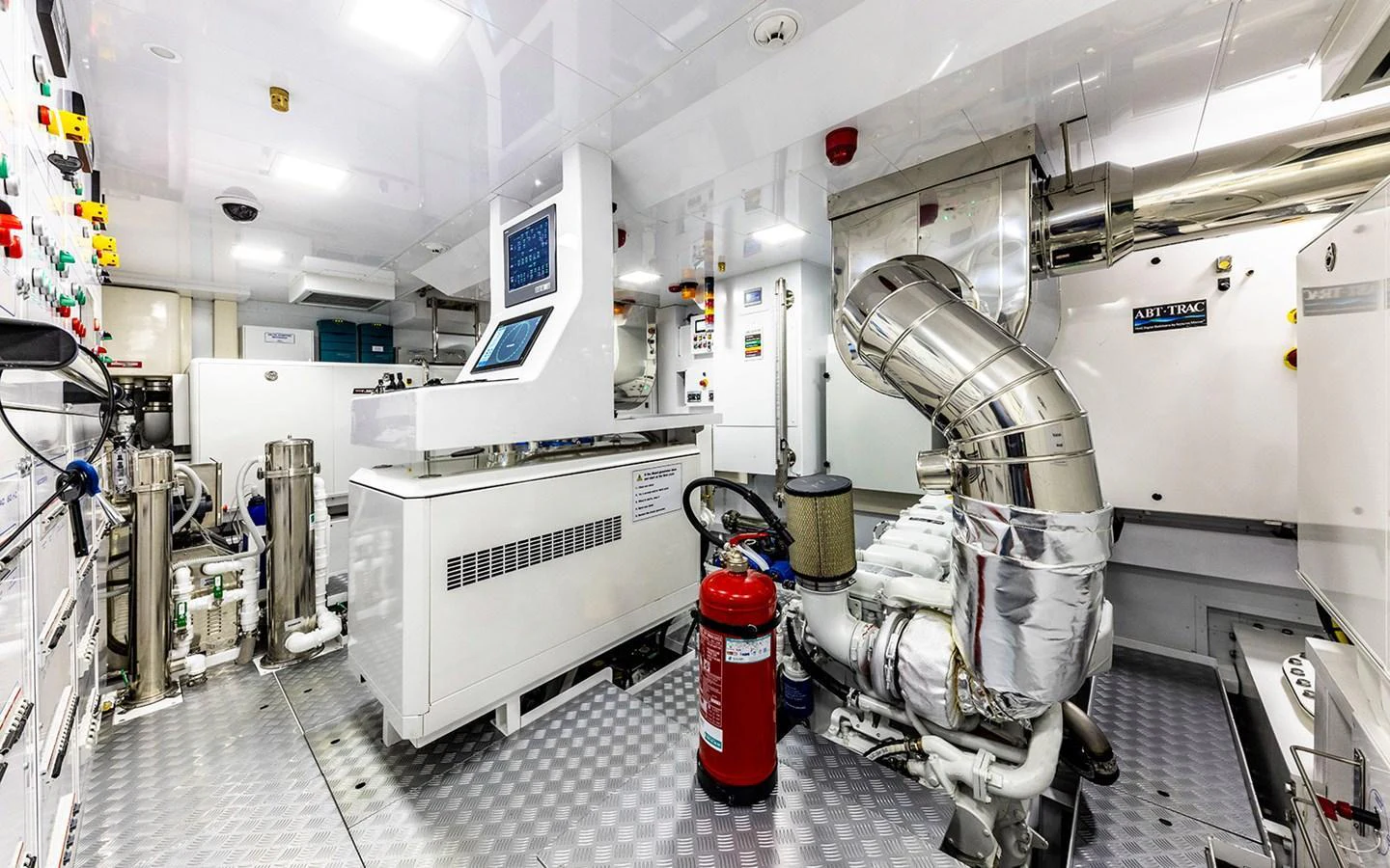 The engine room is equipped with advanced machinery and control systems, ensuring optimal performance and safety. aboard EMPIRE Yacht for Sale