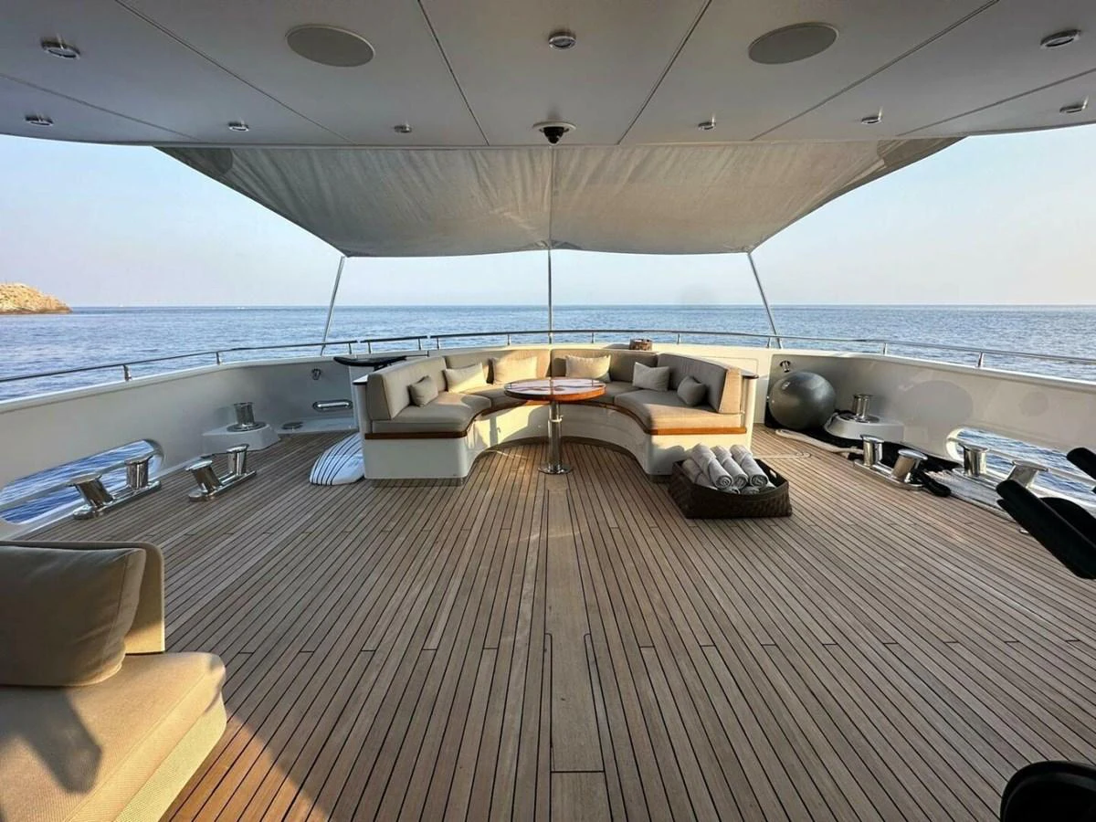 a living room with a large body of water aboard UNFORGETTABLE Yacht for Sale