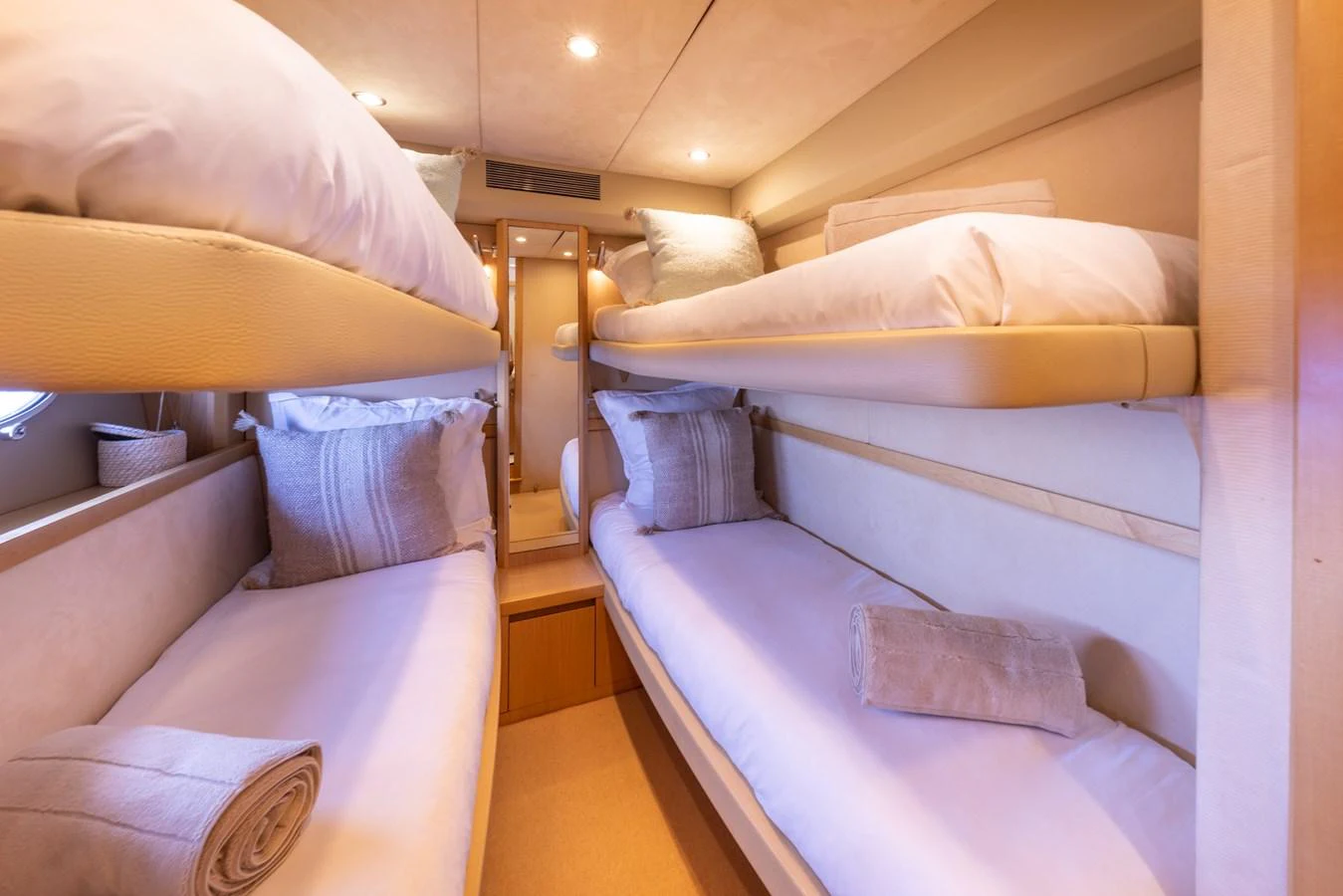 a room with beds and a bed aboard P'TITE BOUILLE Yacht for Sale