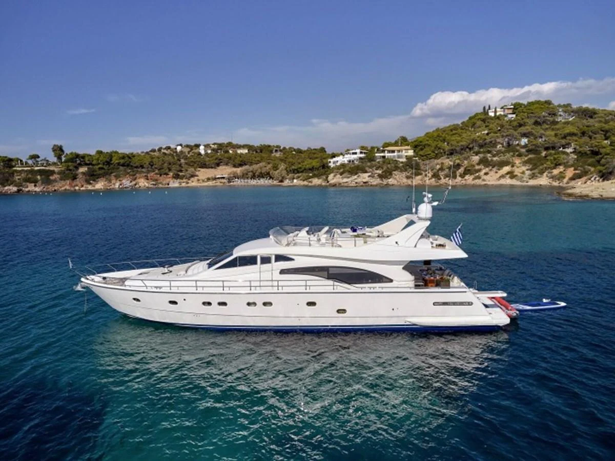 a white yacht in the water aboard MIREN Yacht for Sale