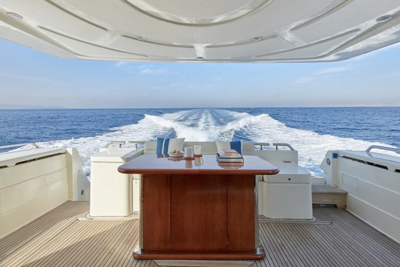 a table on a boat aboard MIREN Yacht for Sale