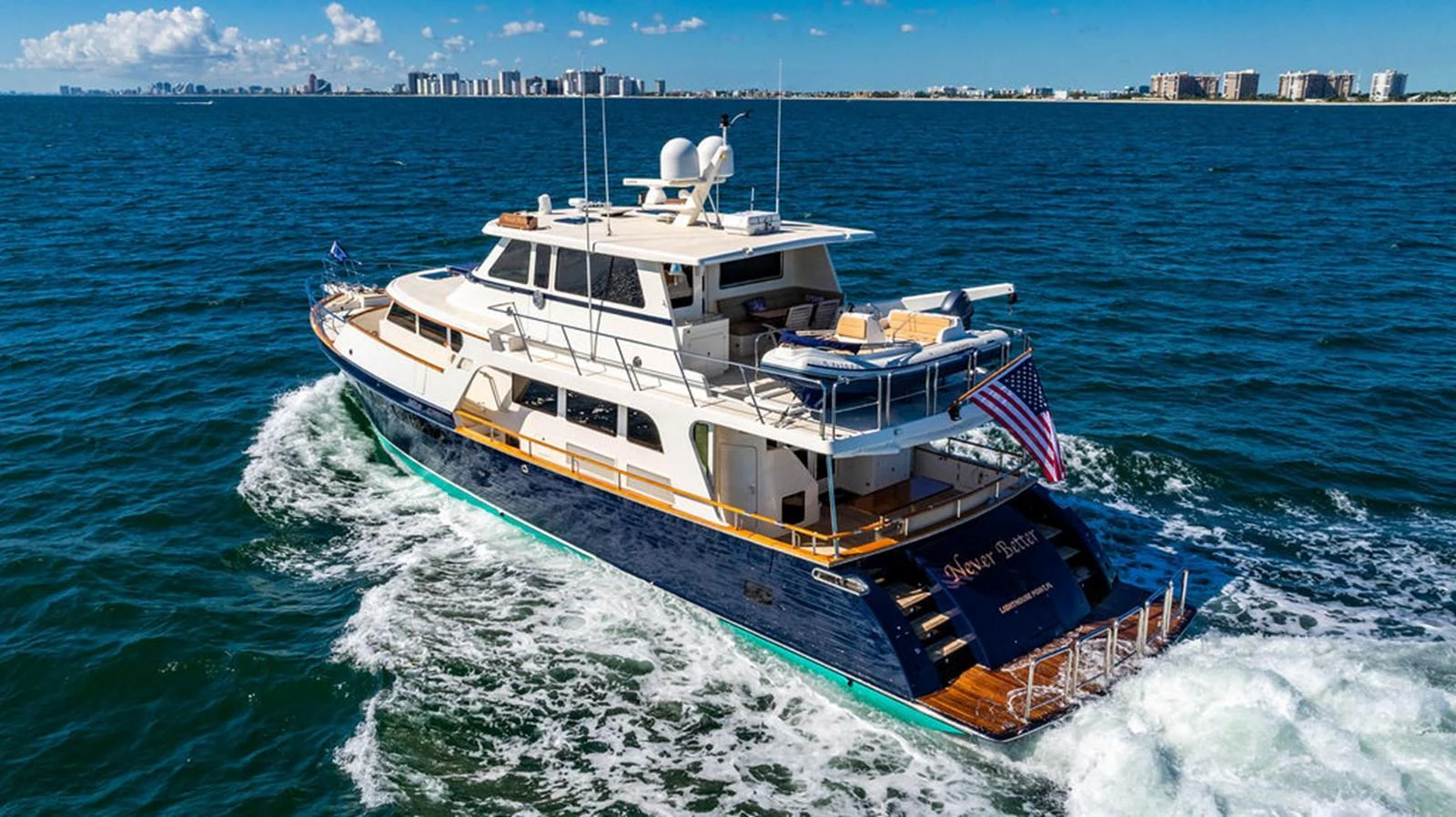 a ship on the water aboard NEVER BETTER Yacht for Sale