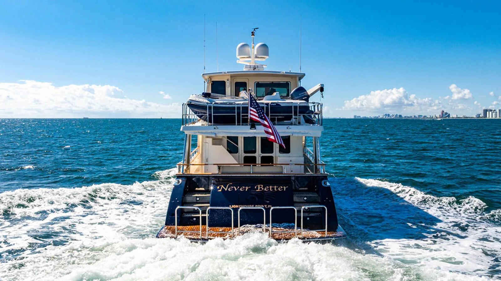 a boat in the water aboard NEVER BETTER Yacht for Sale