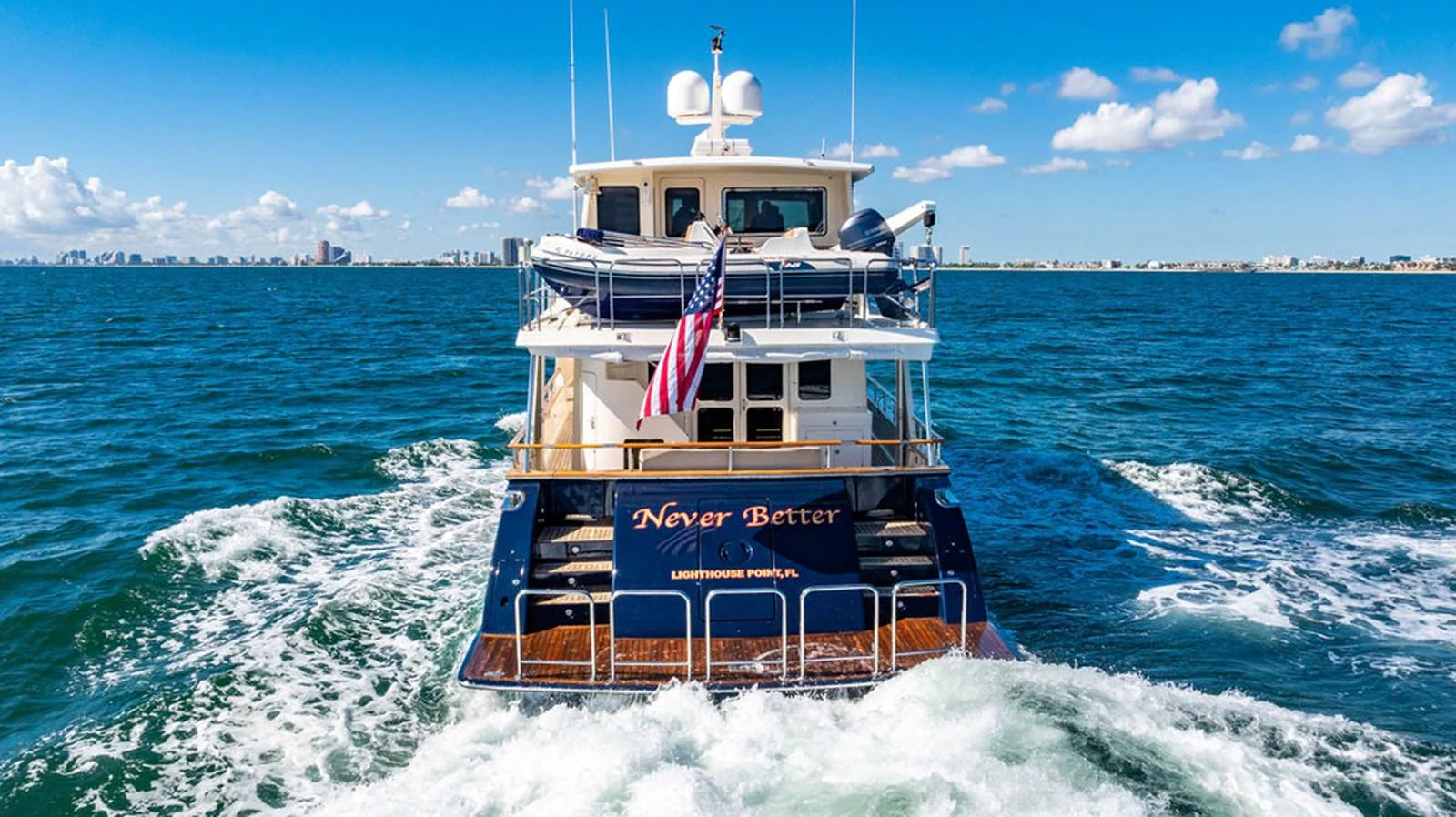 a boat on the water aboard NEVER BETTER Yacht for Sale