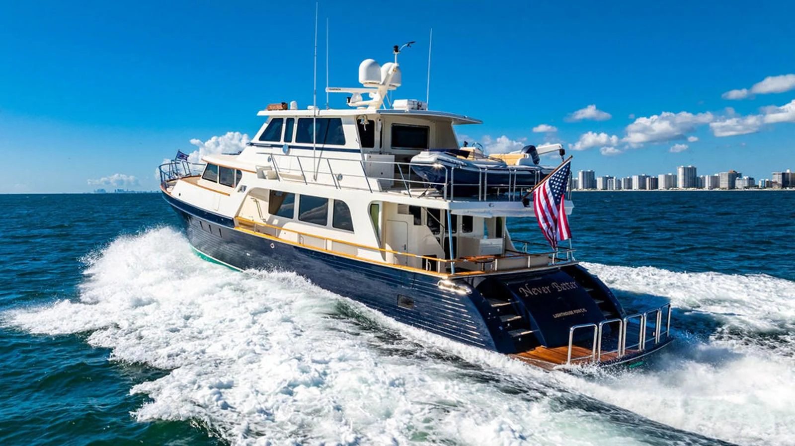 a boat on the water aboard NEVER BETTER Yacht for Sale