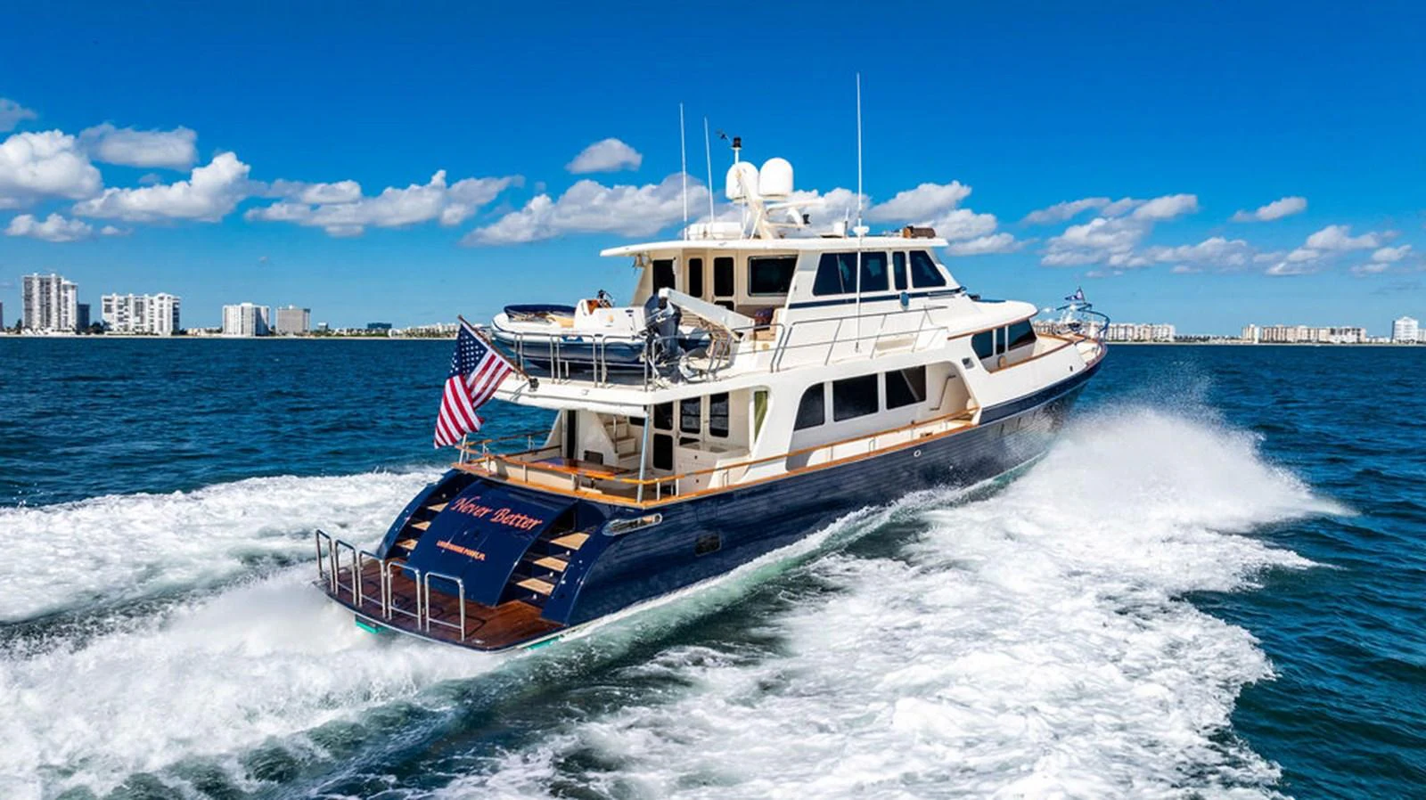 a boat on the water aboard NEVER BETTER Yacht for Sale