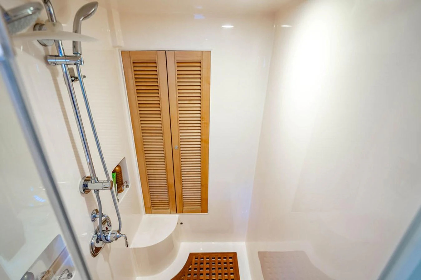 a shower unit in a bathroom aboard NEVER BETTER Yacht for Sale