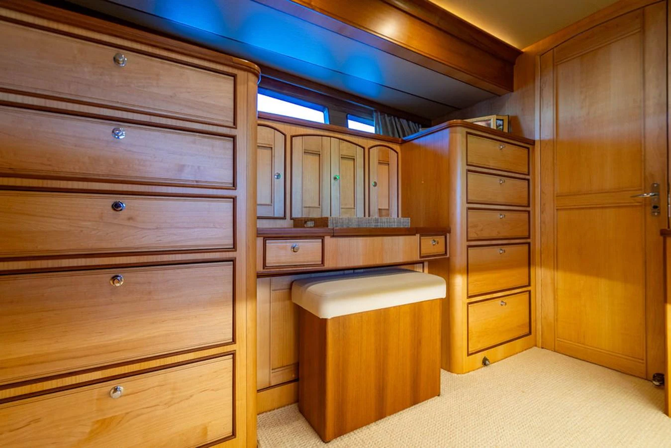 a room with a bunk bed and a desk aboard NEVER BETTER Yacht for Sale