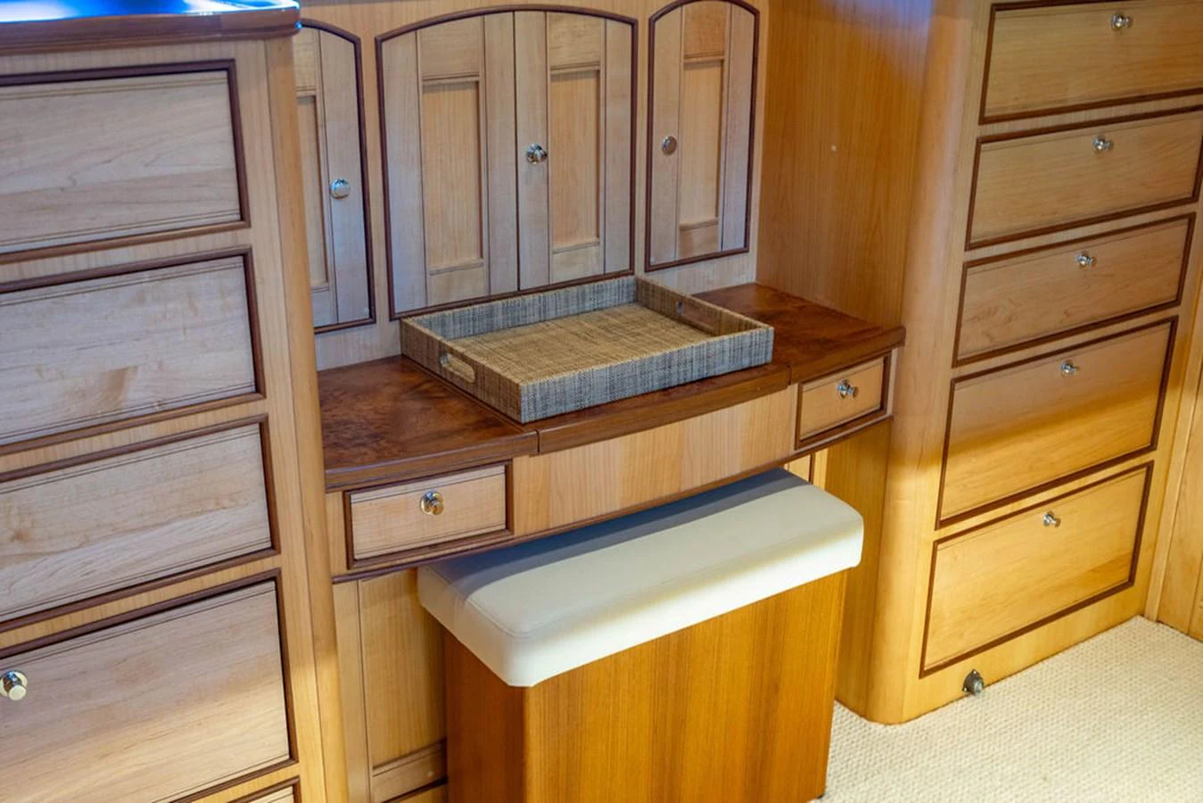 a cabinet with drawers aboard NEVER BETTER Yacht for Sale