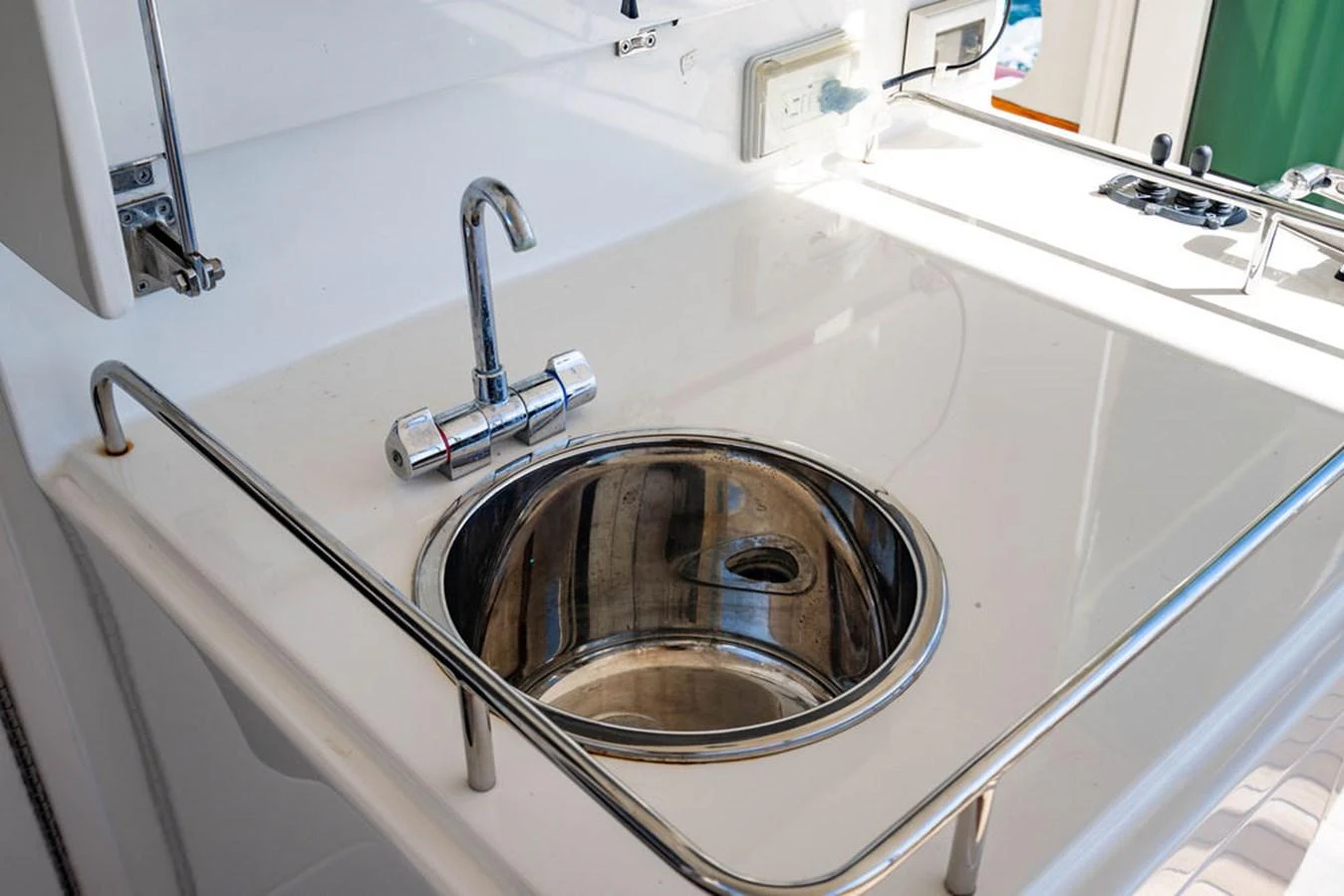 a sink with a faucet aboard NEVER BETTER Yacht for Sale
