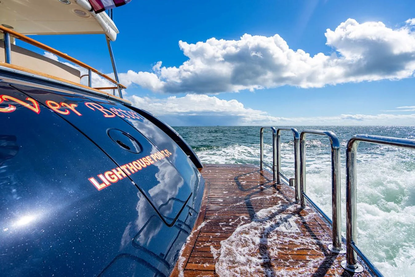 a boat on a body of water aboard NEVER BETTER Yacht for Sale