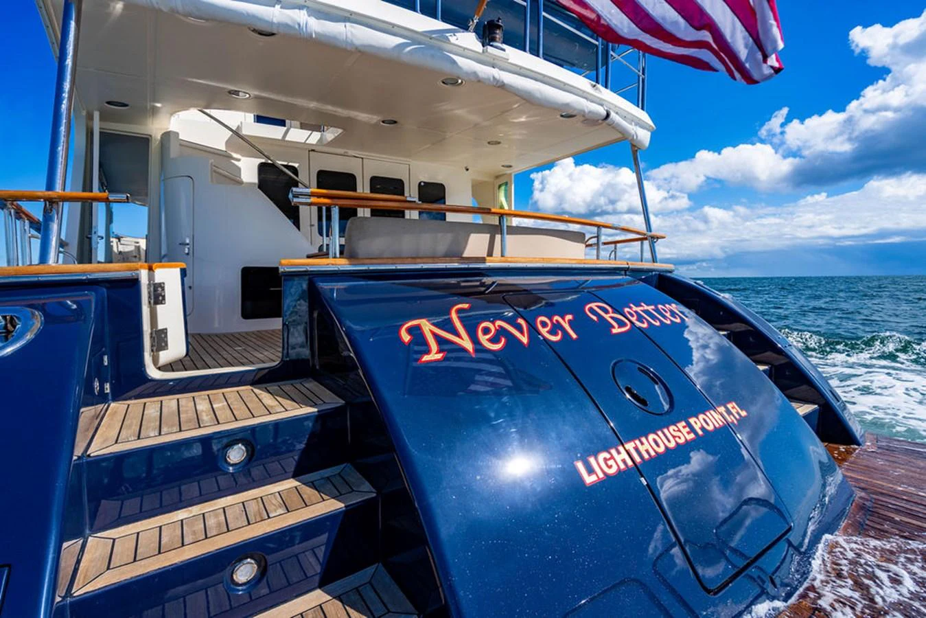 a boat on the water aboard NEVER BETTER Yacht for Sale