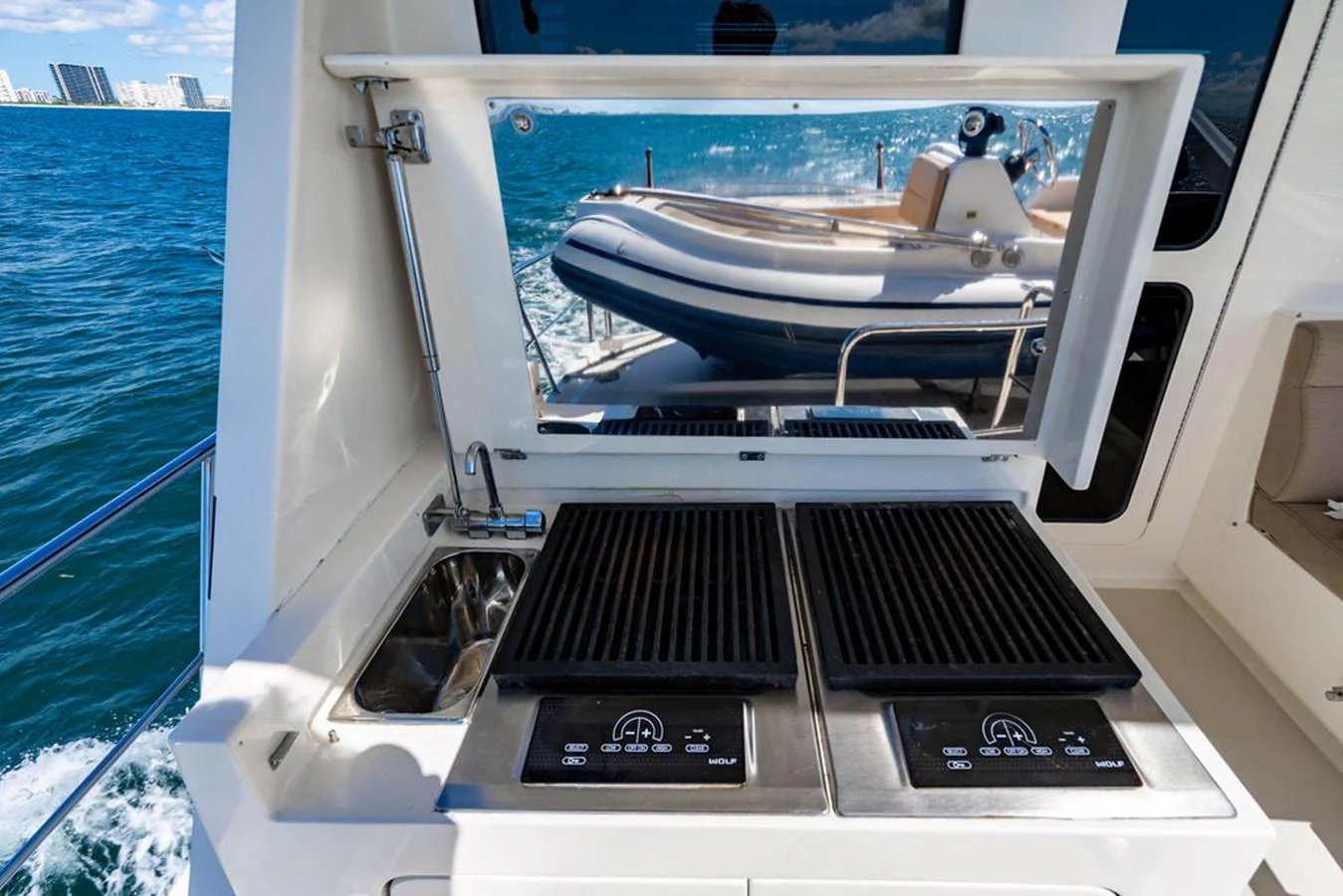 the front of a boat aboard NEVER BETTER Yacht for Sale