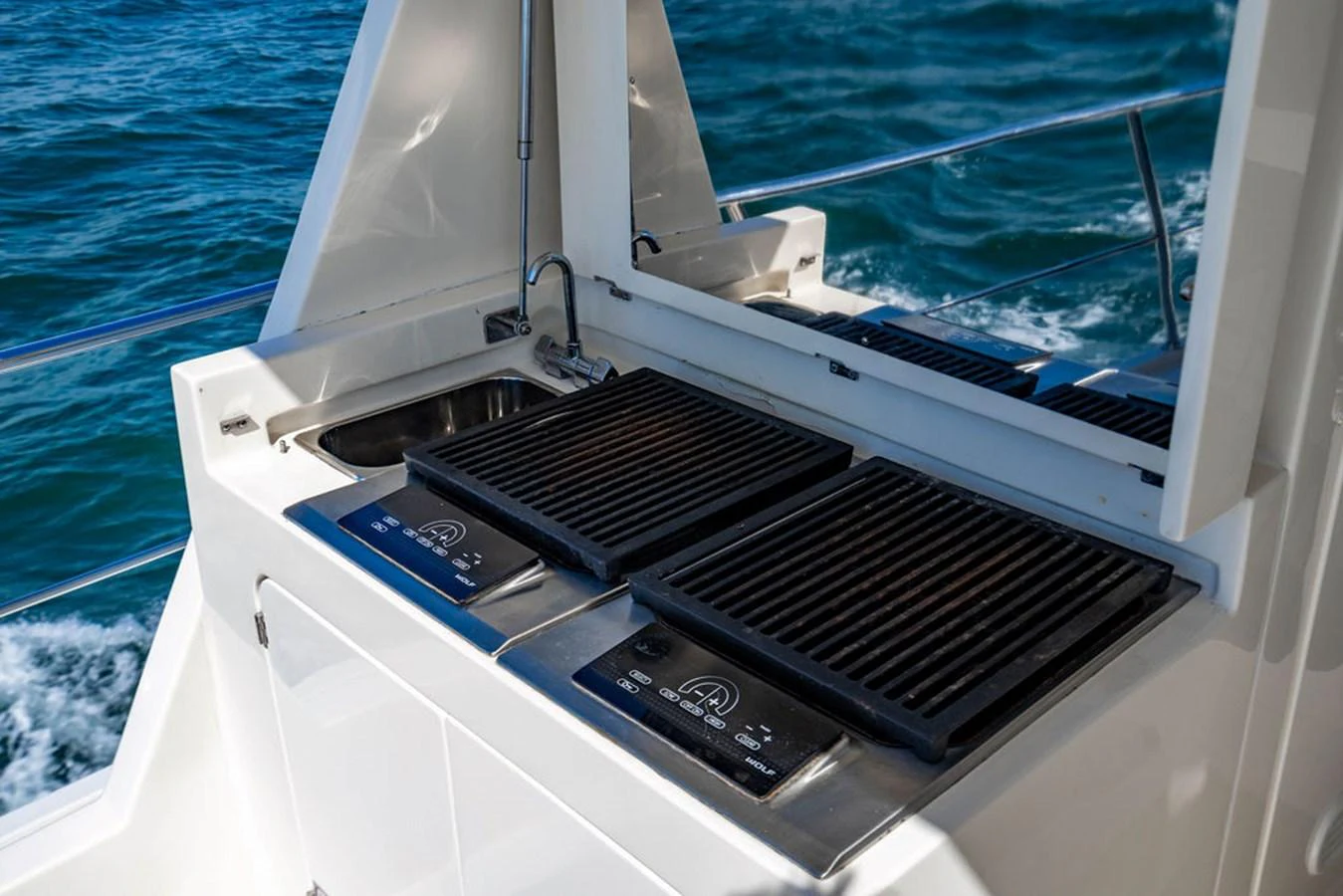 a boat on the water aboard NEVER BETTER Yacht for Sale