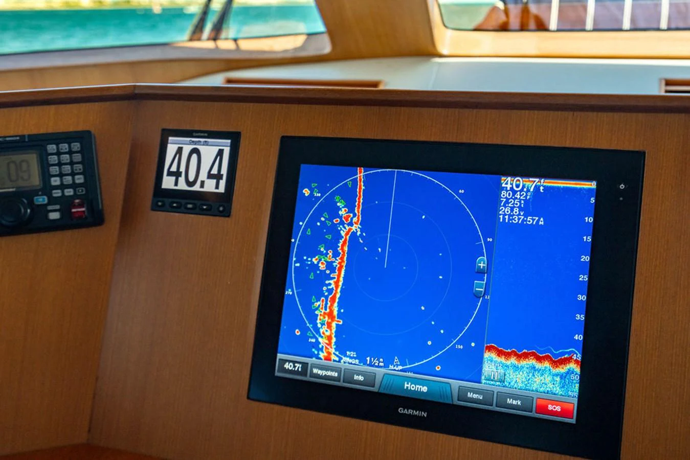 a screen on a desk aboard NEVER BETTER Yacht for Sale