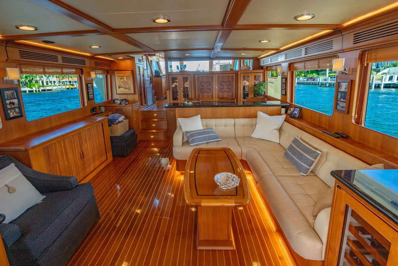 inside of a train aboard NEVER BETTER Yacht for Sale