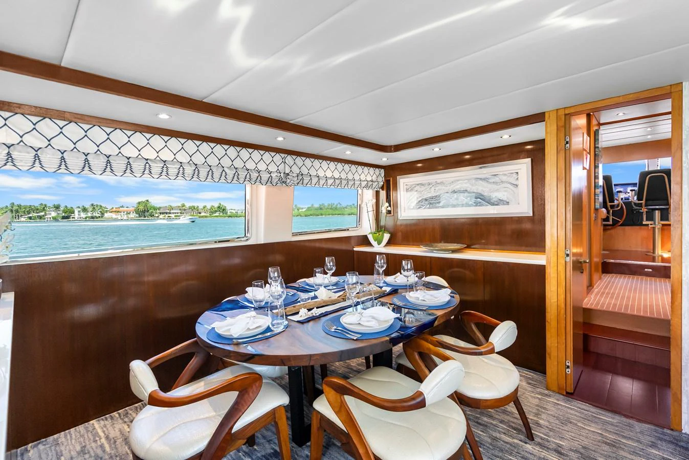 a dining table on a boat aboard AZURE Yacht for Sale
