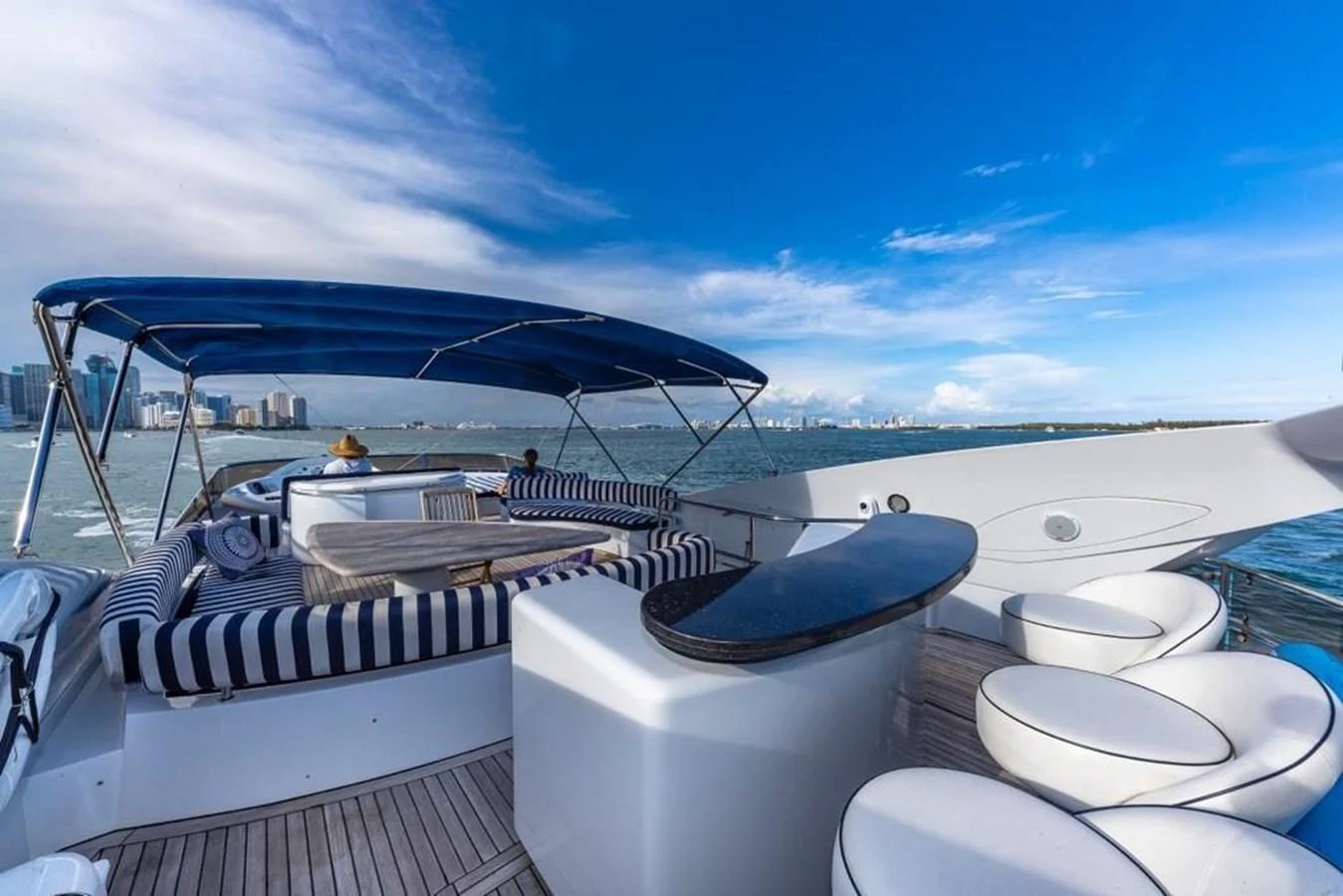 a boat with a deck and a boat on it aboard ALAINA Yacht for Sale