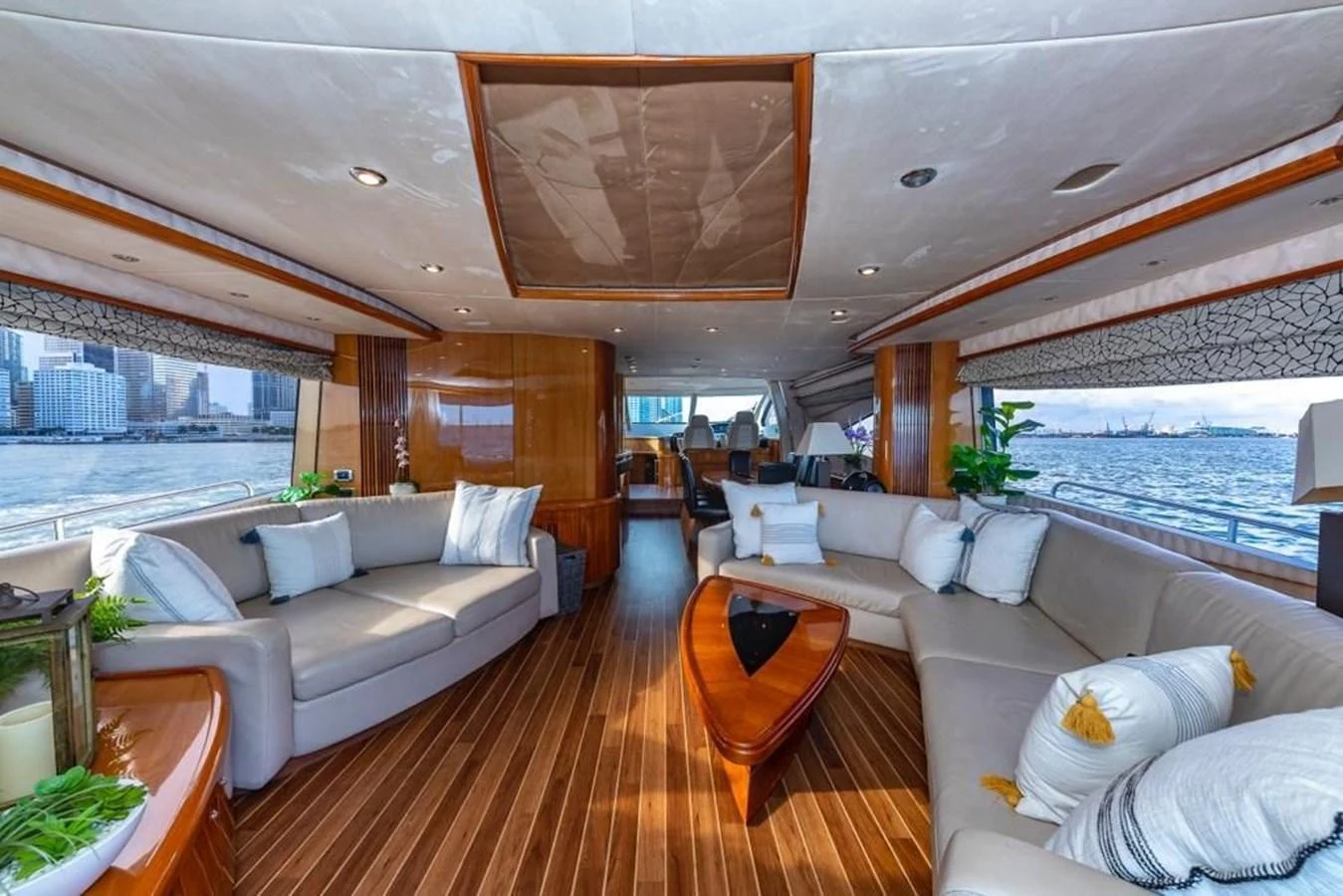 a living room with a large window aboard ALAINA Yacht for Sale