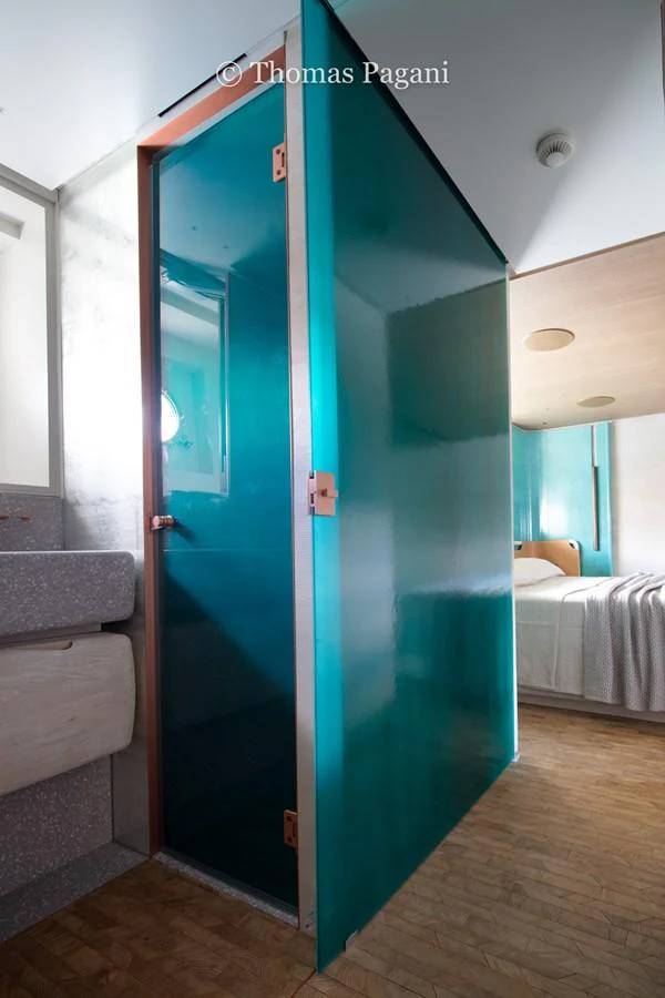 a blue door in a room aboard MOUCHKA Yacht for Sale
