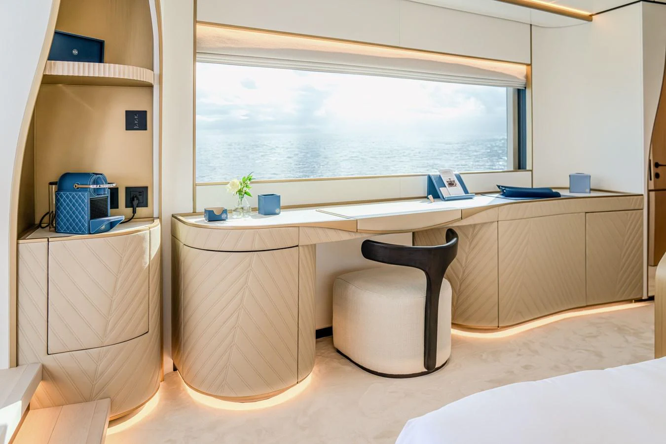 A stylish and modern workspace with a view of the sea. aboard 100 TERRACE ON-ORDER Yacht for Sale