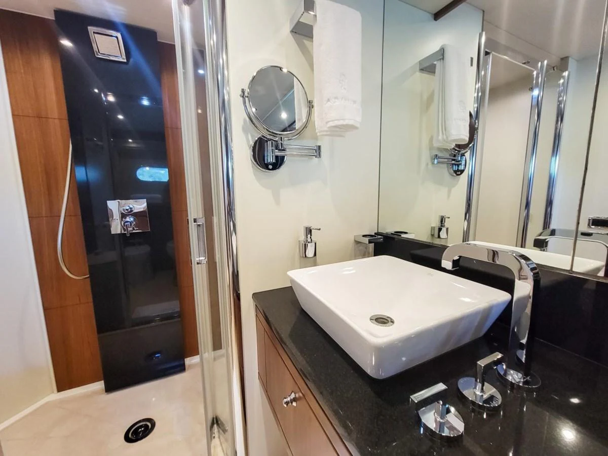 a bathroom with a large sink aboard 2008 SUNSEEKER 90  @ ACAPULCO Yacht for Sale