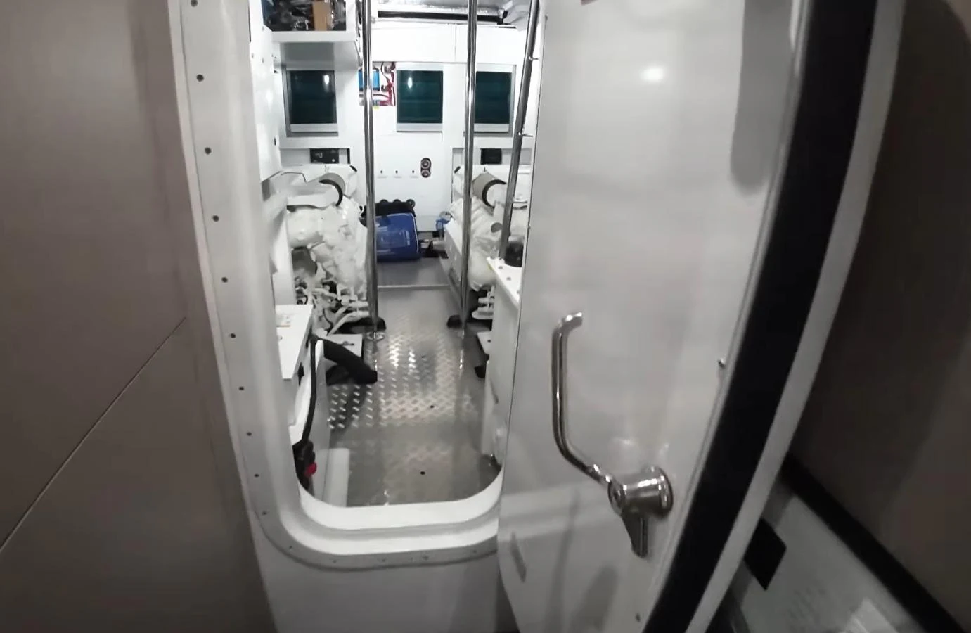The image showcases the yacht's engine room with visible machinery and equipment. aboard SVETLANA Yacht for Sale