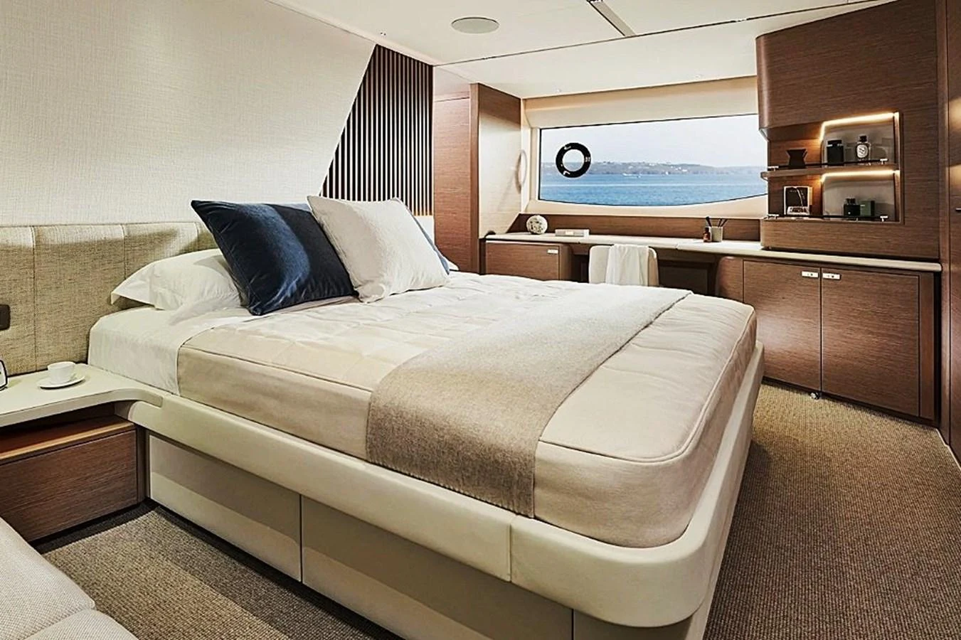 a bed in a room aboard SOLOMON Yacht for Sale