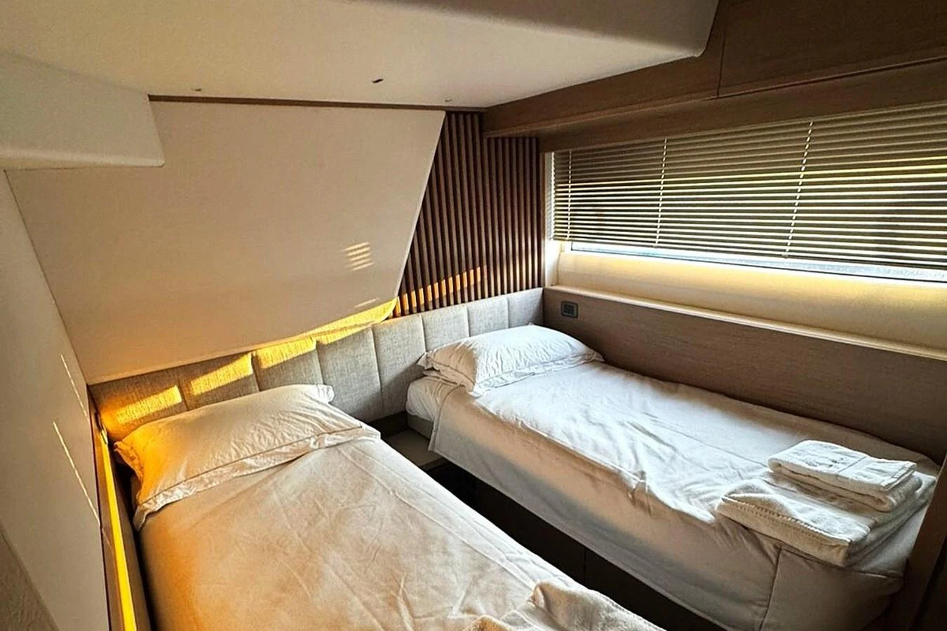 a room with two beds aboard SOLOMON Yacht for Sale