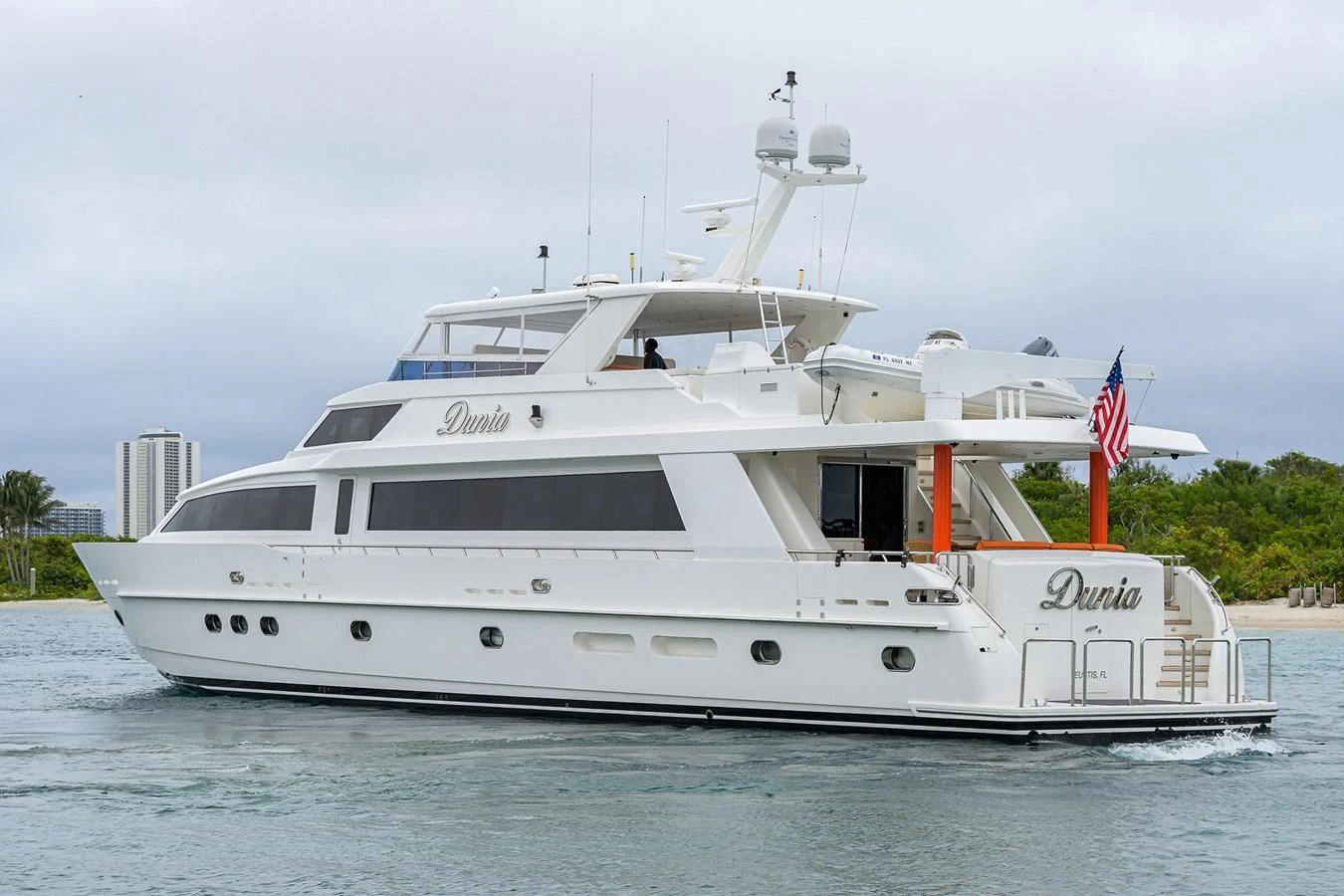 a large white yacht aboard DUNIA Yacht for Sale