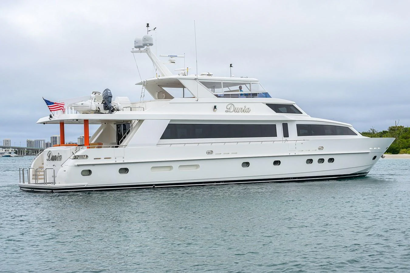 a large white yacht aboard DUNIA Yacht for Sale