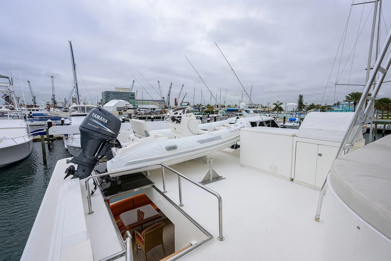 a boat docked in the snow aboard DUNIA Yacht for Sale