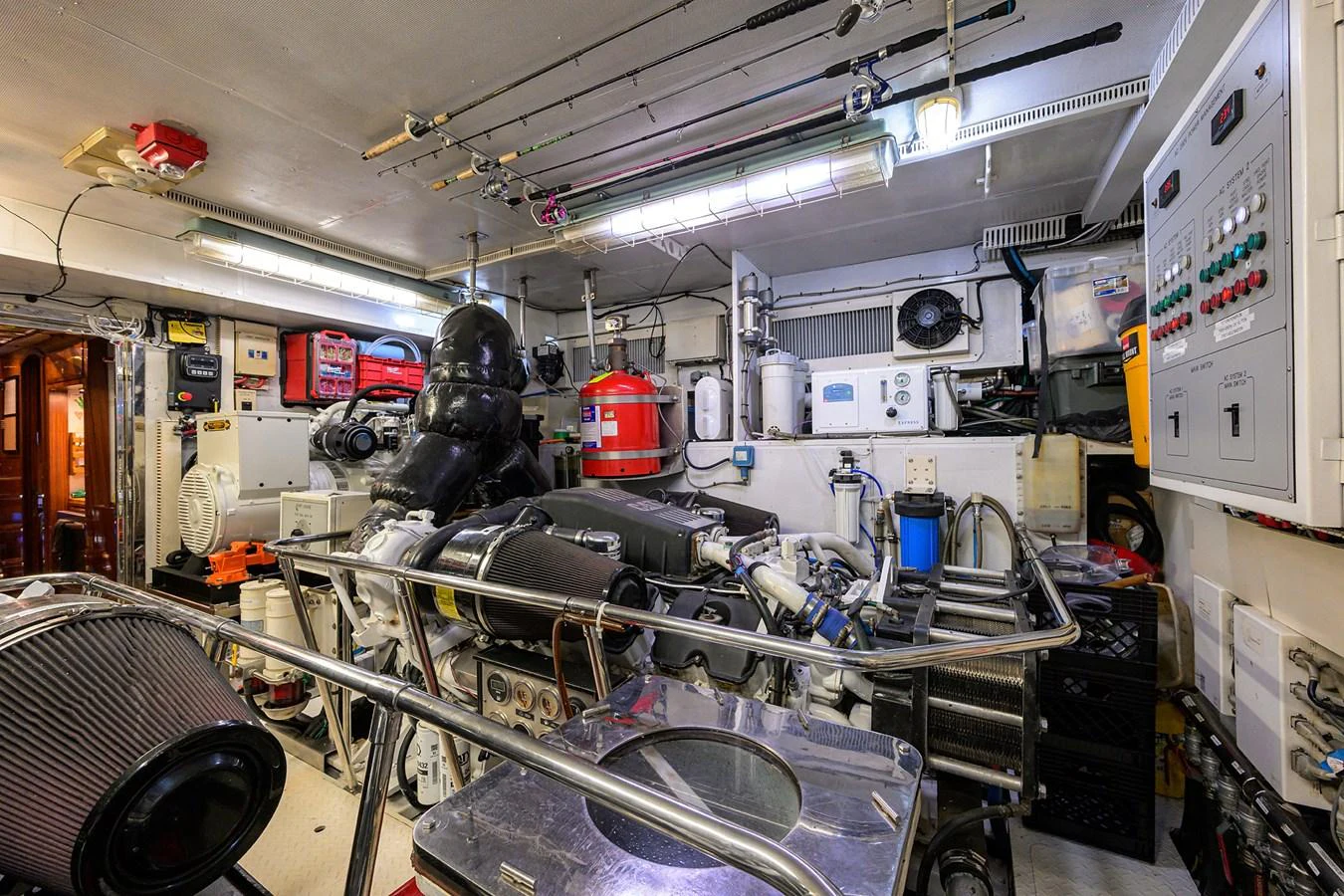 a room with machinery and equipment aboard DUNIA Yacht for Sale