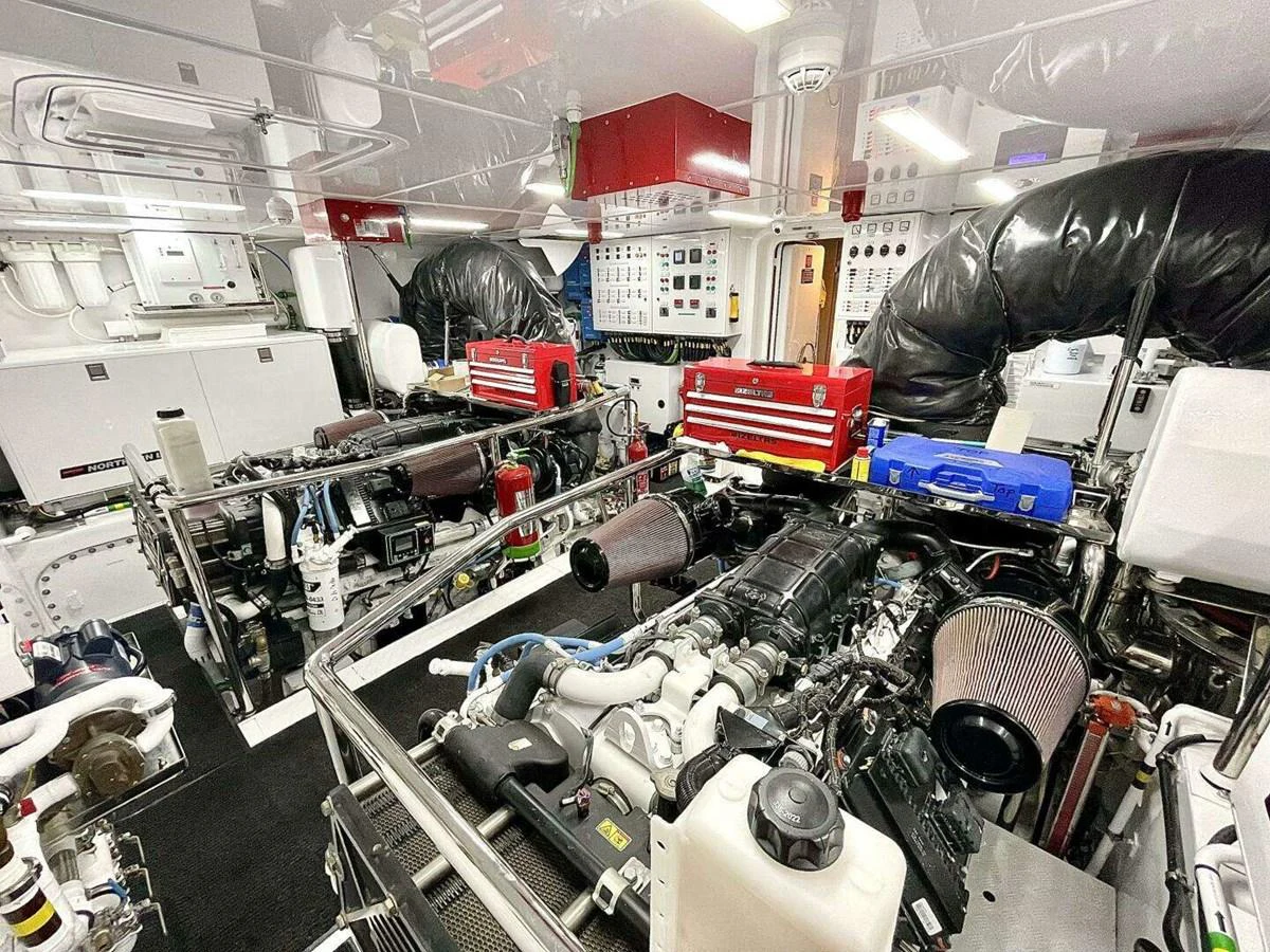 a room full of machinery aboard SCORPIO II Yacht for Sale
