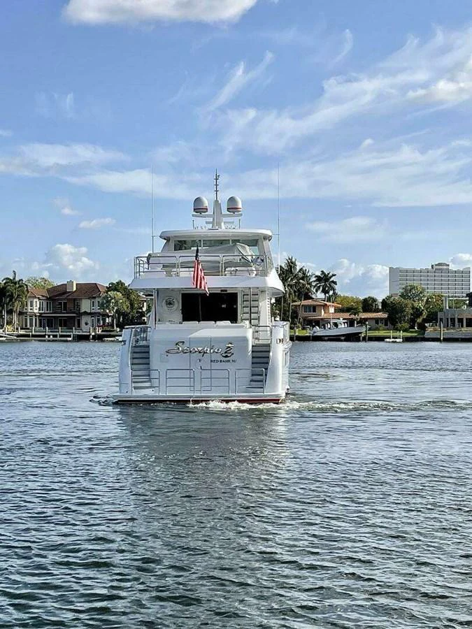 a white boat in the water aboard SCORPIO II Yacht for Sale
