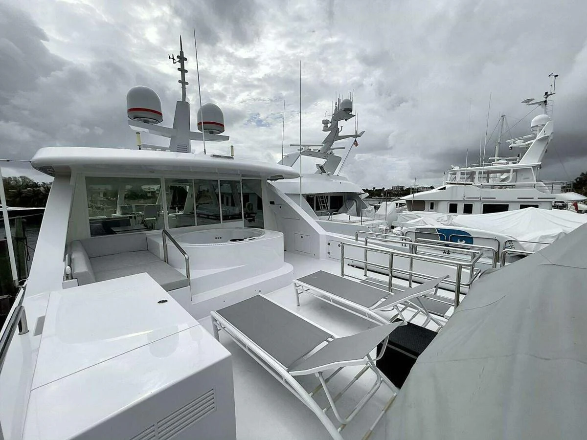 a boat docked at a pier aboard SCORPIO II Yacht for Sale
