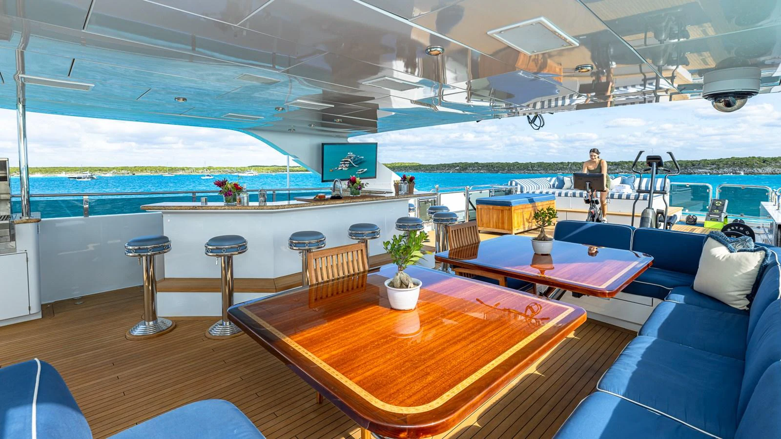 a room with a table and chairs aboard LADY JOY Yacht for Sale