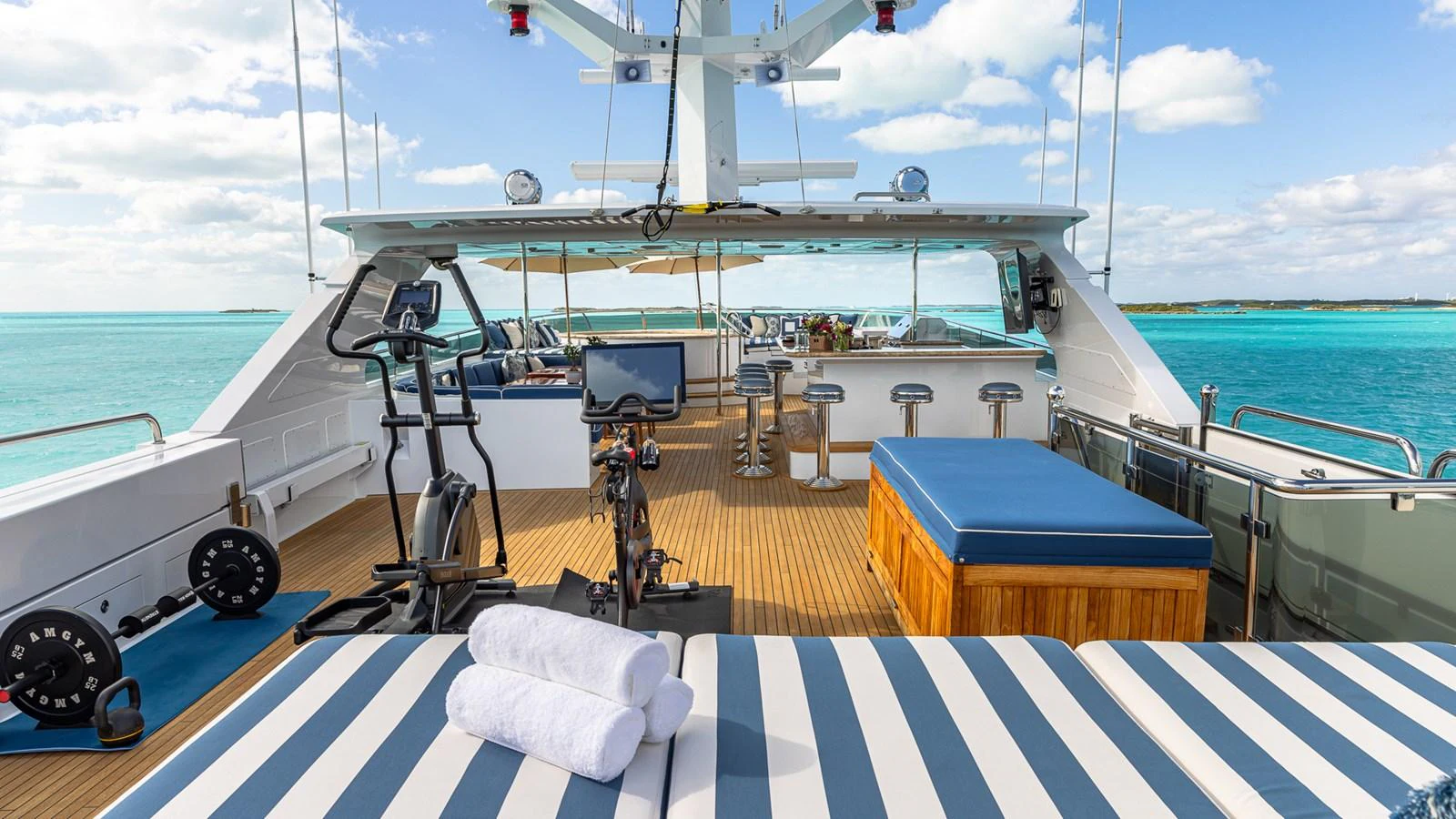 a boat with a camera on the deck aboard LADY JOY Yacht for Sale