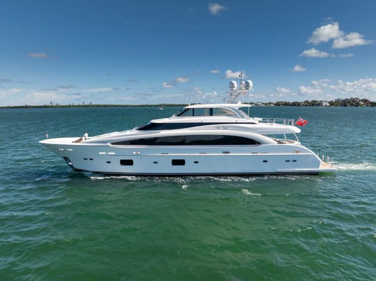 a white boat in the water aboard WILD DUCK Yacht for Sale