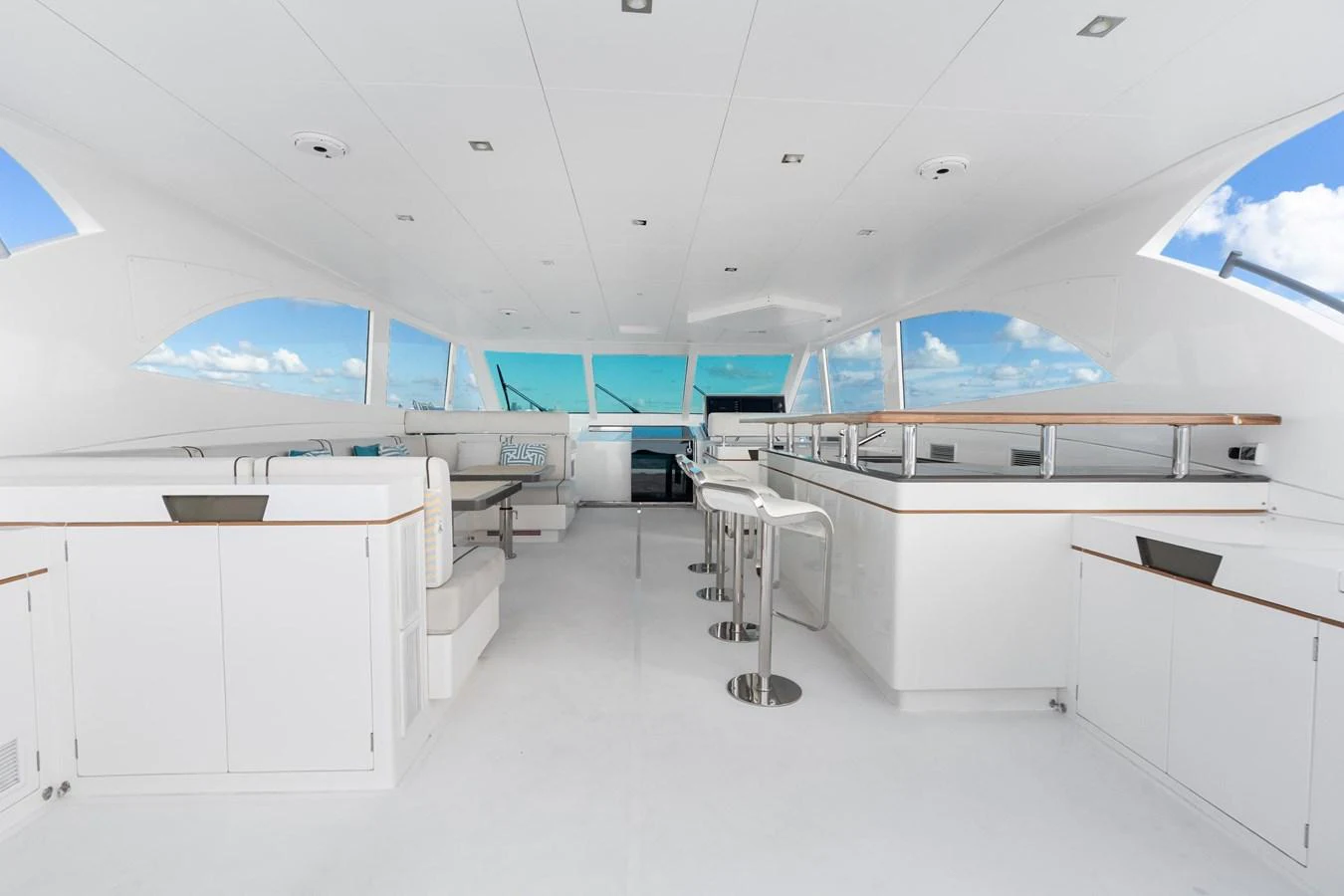 a room with white cabinets and a large window aboard WILD DUCK Yacht for Sale